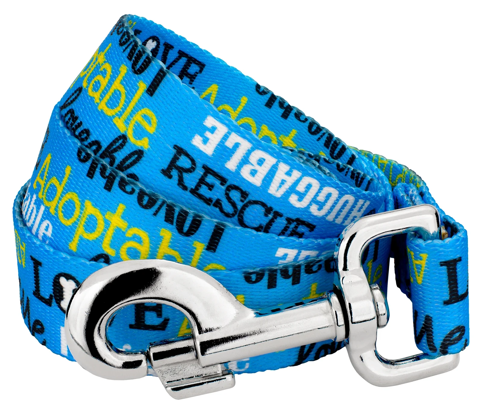 Country Brook Petz® 1 inch Blue Loveable Rescue Dog Leash, 6 Foot