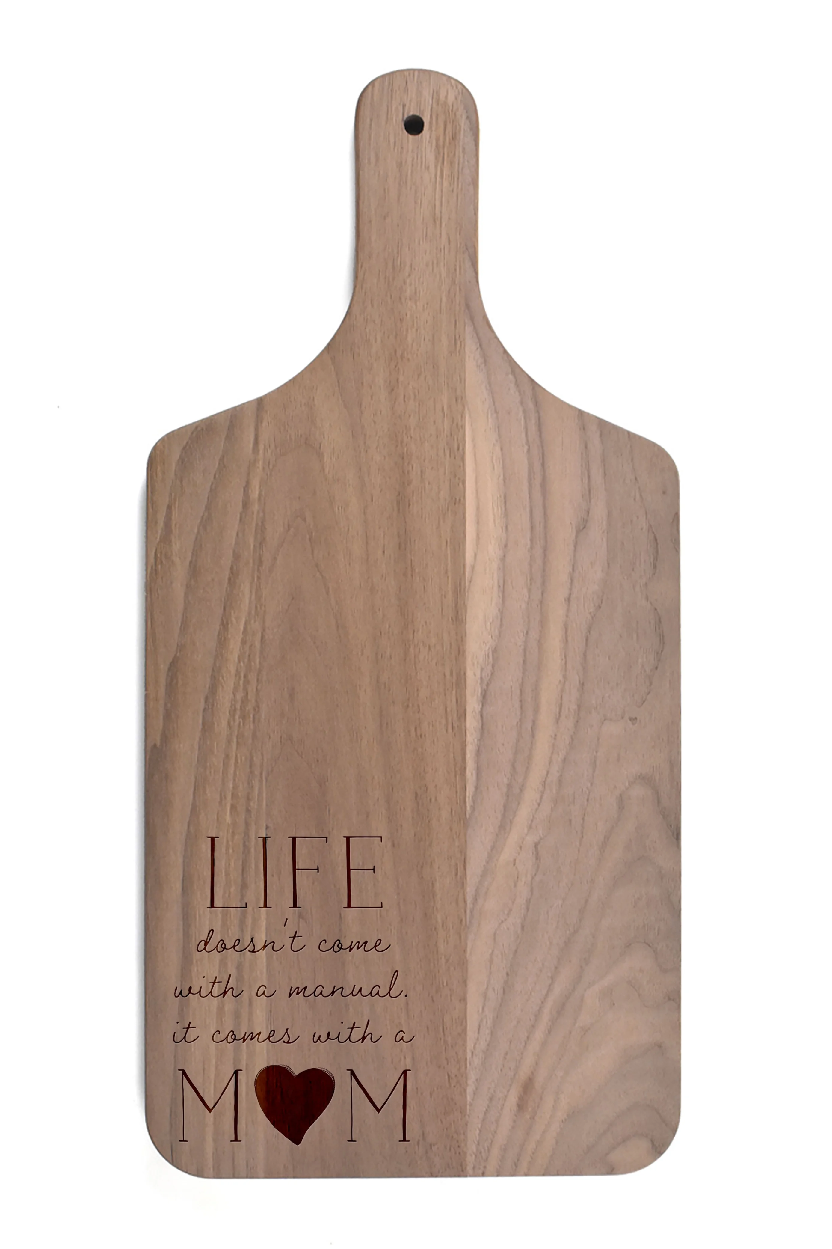Creative Products Life Comes with a Mom 8 x 17 Walnut Paddle Cutting Board