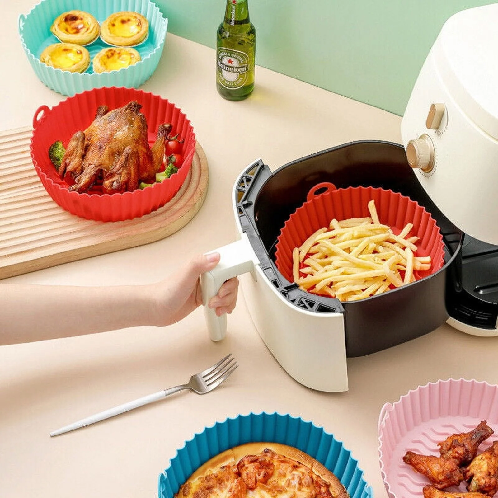 Air Fryer Silicone Pot Reusable Non-stick Air Fryer Silicone Liners Large USA