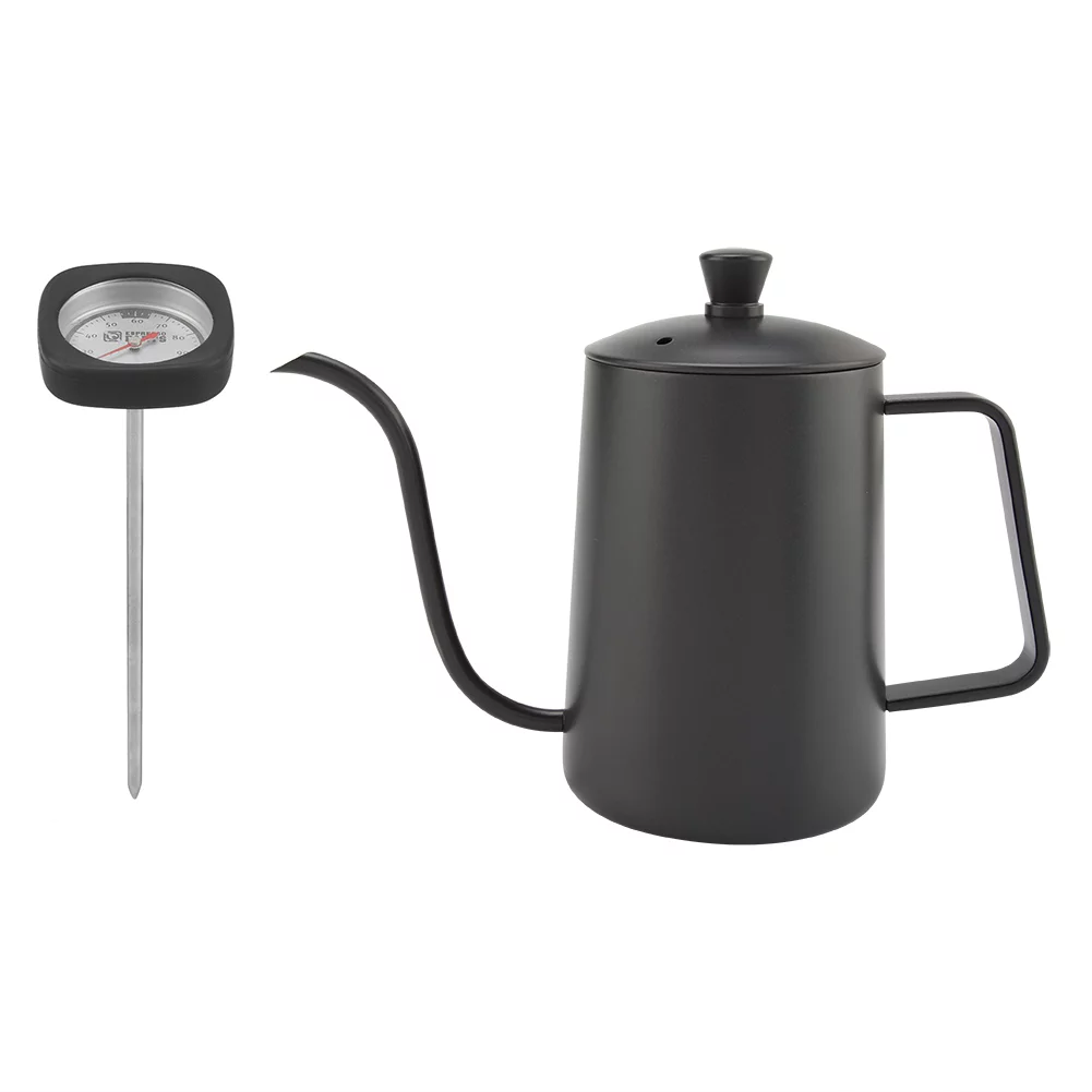 Coffee Kettle,Dekaim 600ml Stainless Steel Coffee Kettle Gooseneck Spout Teapot with Thermometer(Black)