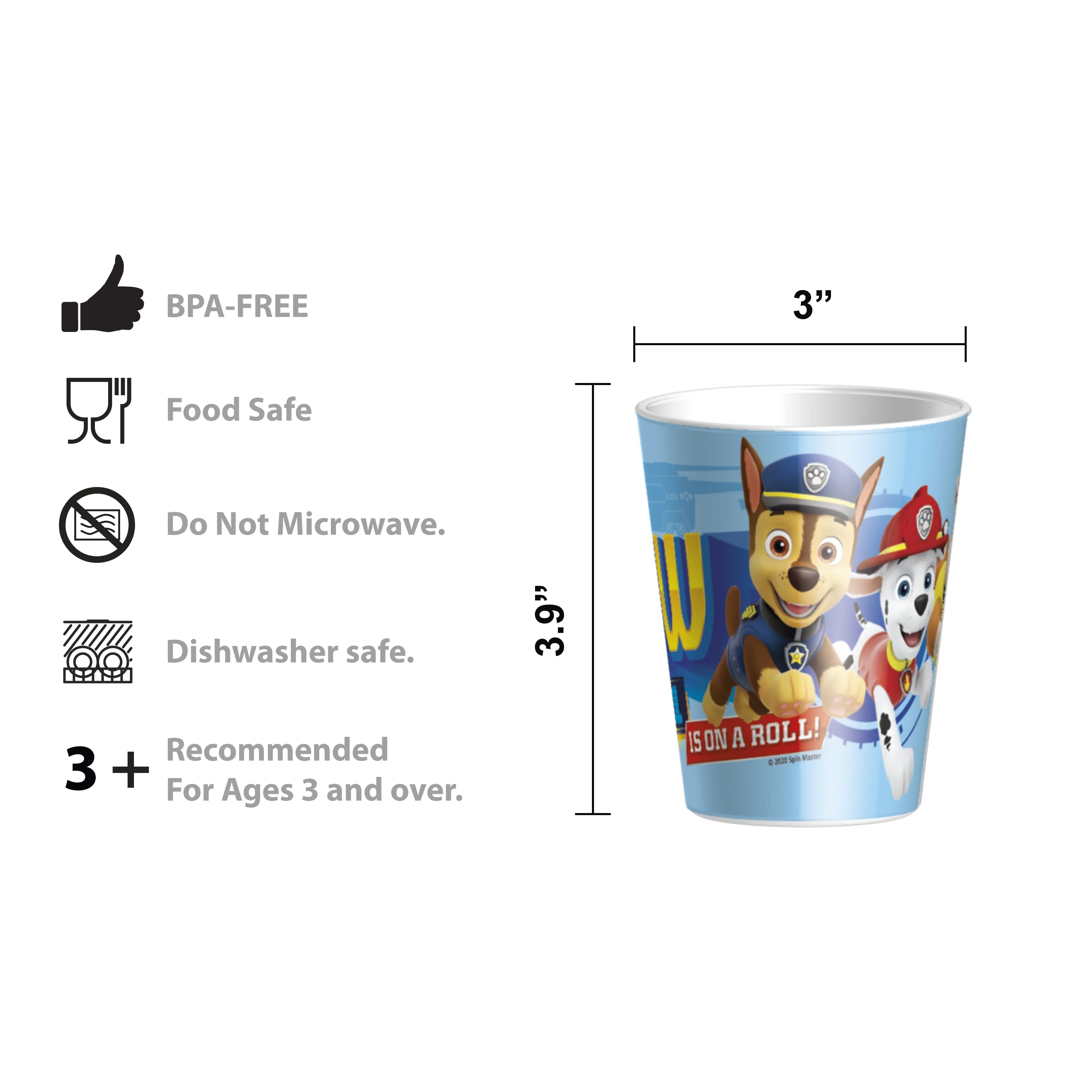 Zak Designs 6 pcs PAW Patrol Kids Dinnerware Set Melamine Stainless Steel Plate Bowl Tumbler Flatware Water Bottle, Marshall, Skye and Friends