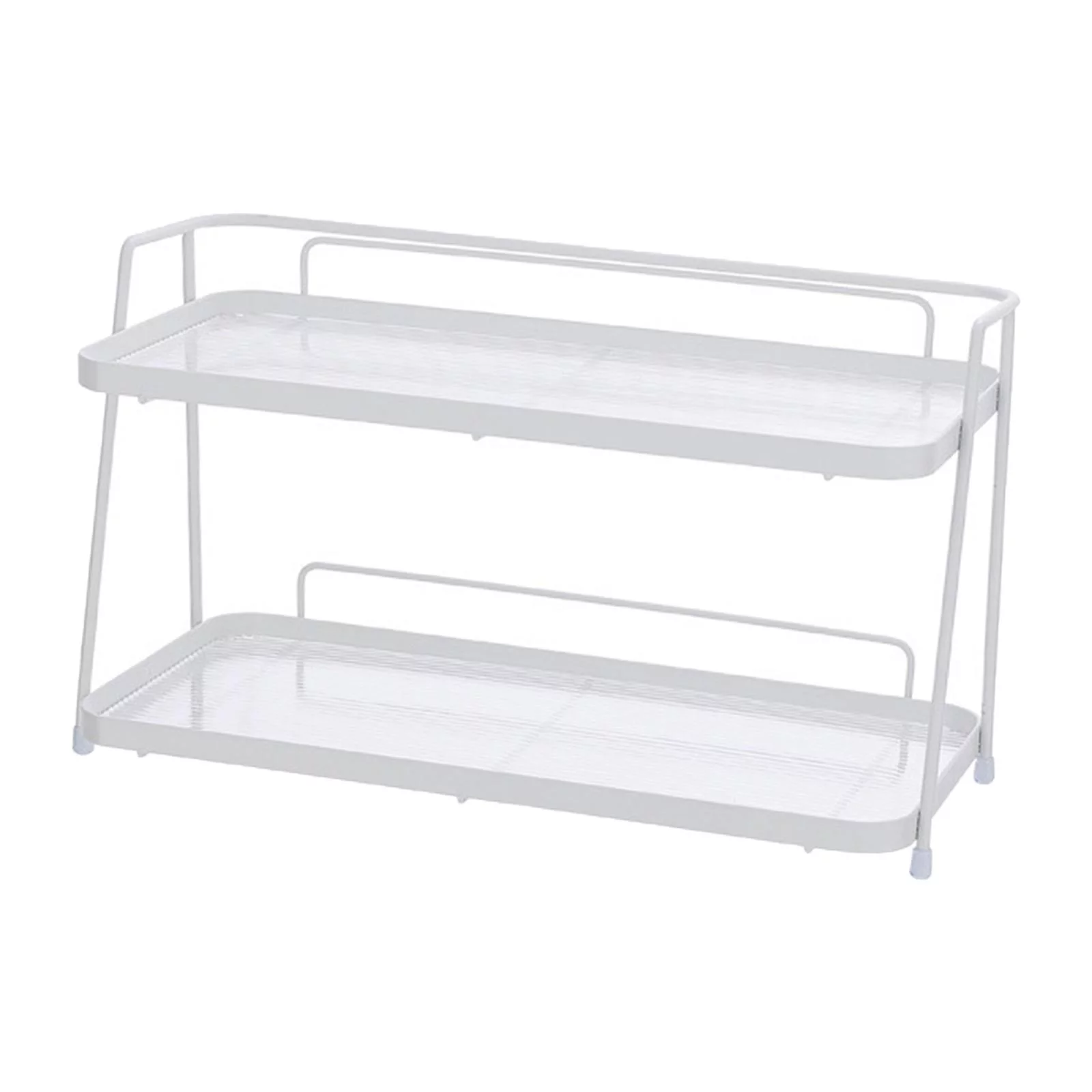 Storage Shelf, Cosmetic Rack, 2 Tier Bathroom Organizer Shelf, Bathroom Countertop Organizer, for Home Cabinet Shampoo Bedroom Spice Bottles White