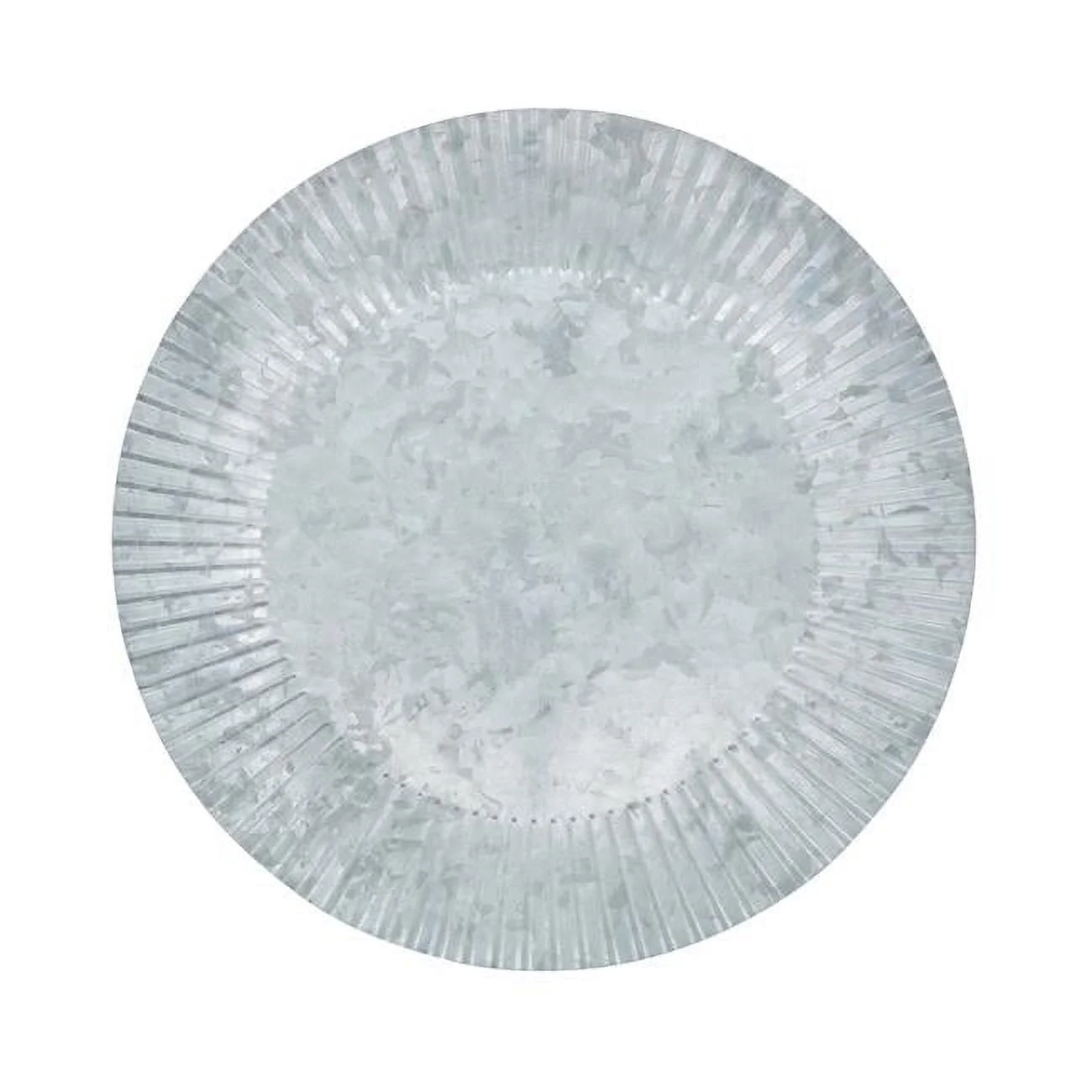 13 in. Country Charm Ruffled Galvanized Round Charger Plate, Silver - Set of 4