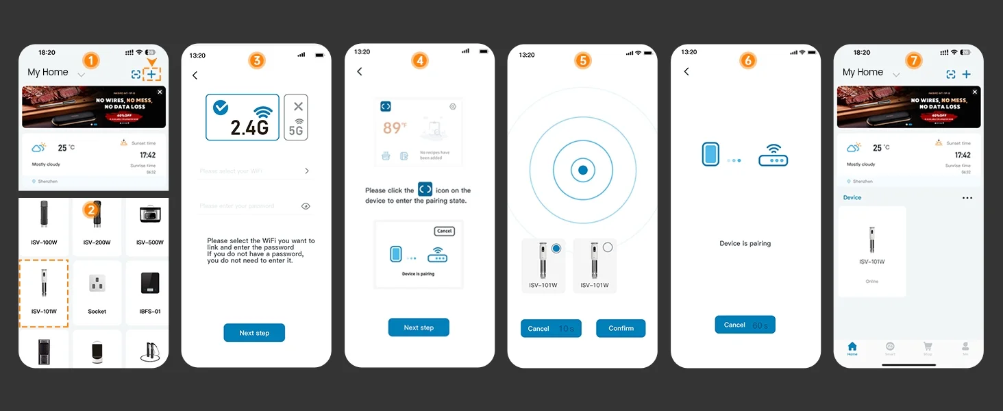 WiFi Sous Vide Machine ISV-101W Slow Cookers Immersion Precision ,1000 Watts 3D Water Circulation Heating,Smart Cooking alarm,Accurate Temperature,Ultra-Quiet