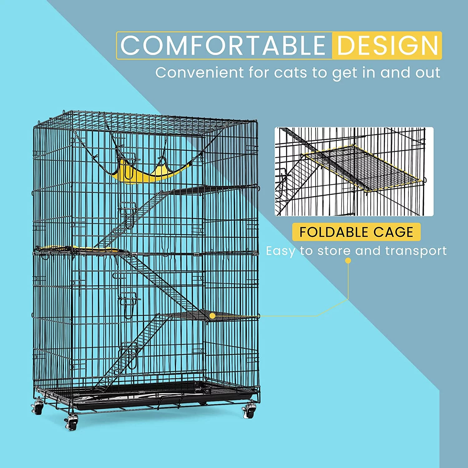 SPECSTAR 4-Tier 49 inch Collapsible Metal Cat Kitten Ferret Cage