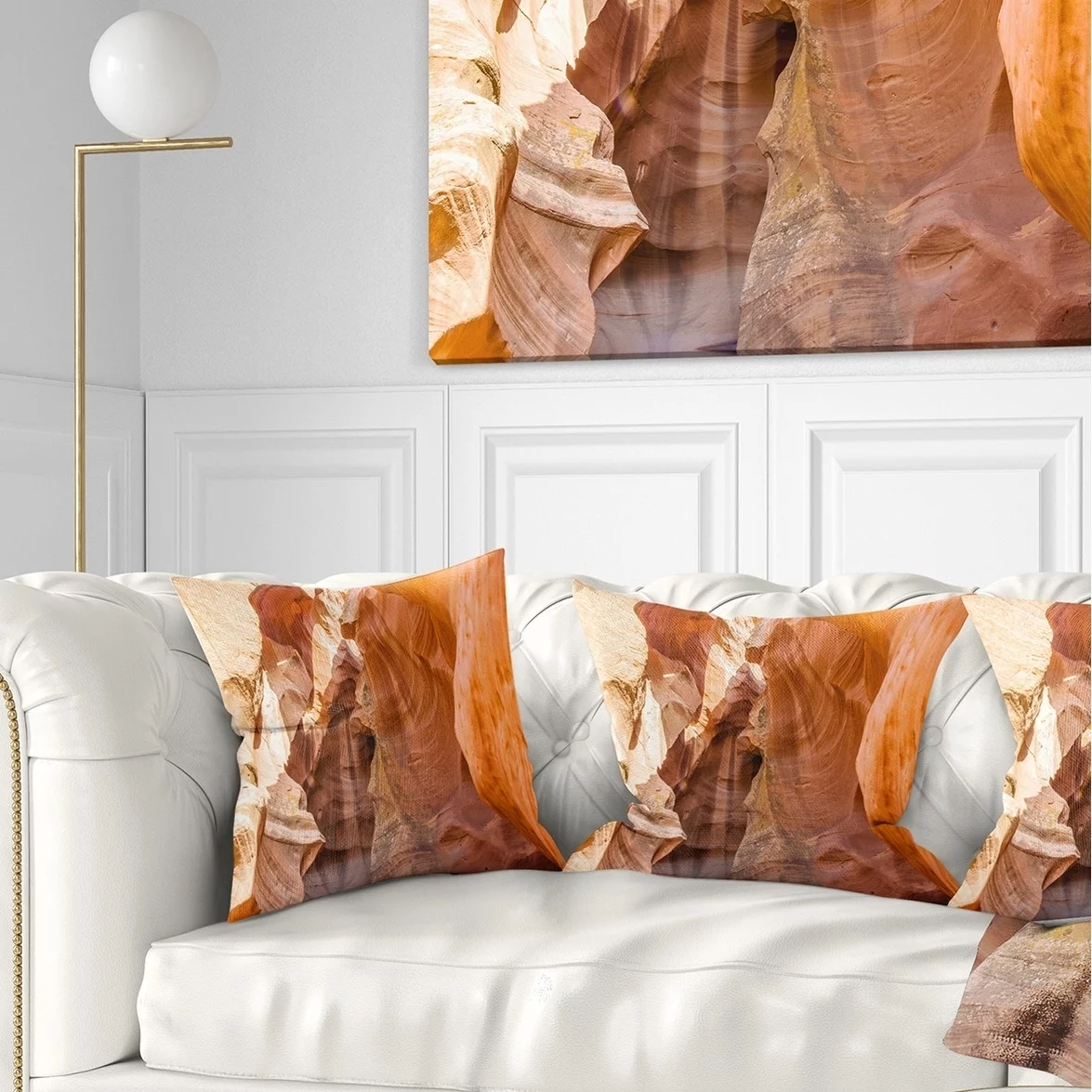 DESIGN ART Designart 'Antelope Canyon Sandstone' Landscape Photo Throw Pillow 16 in. x 16 in. Small