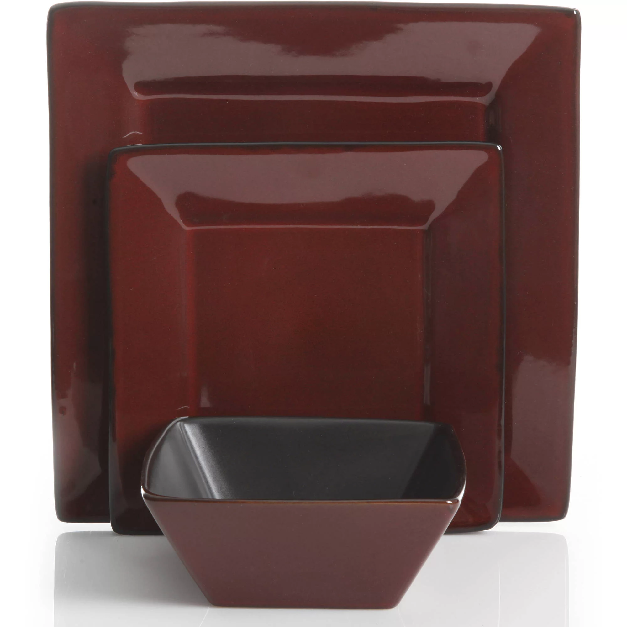 Gibson Studio Chelsea Lane 12-Pieces Red Hard Square Dinnerware Set