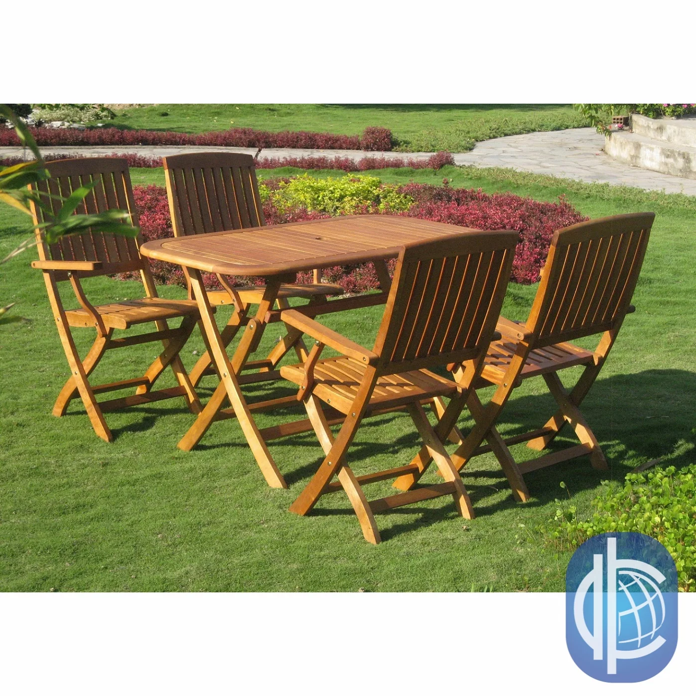 International Caravan Royal Tahiti Almeria Patio Set-Color:Stain,Material:Balau Wood,Number of Items:5 Piece