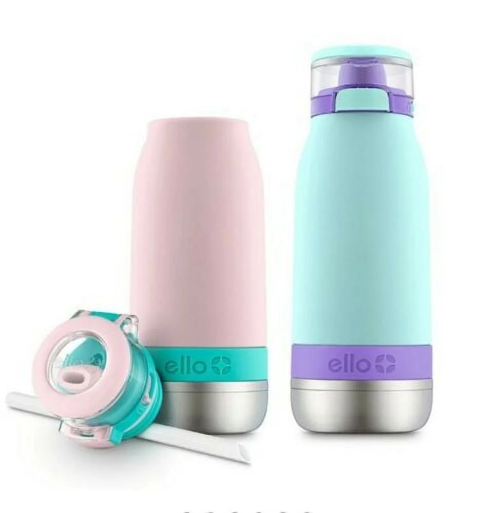 Ello Emma 14oz Stainless Steel 2pk Water Bottle-Light Pink/Light Blue