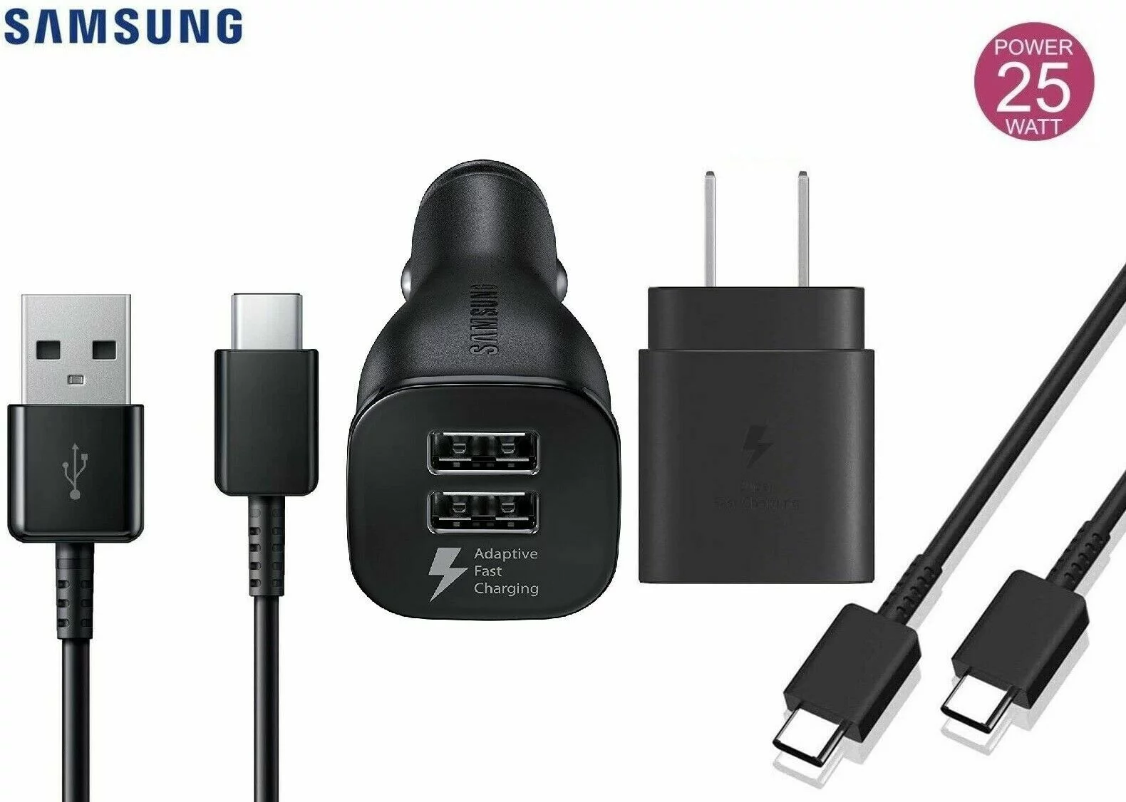 for Motorola Moto G Fast Super Fast Charging 25W Wall Charger + Dual Port Car Charger Bundle - Black