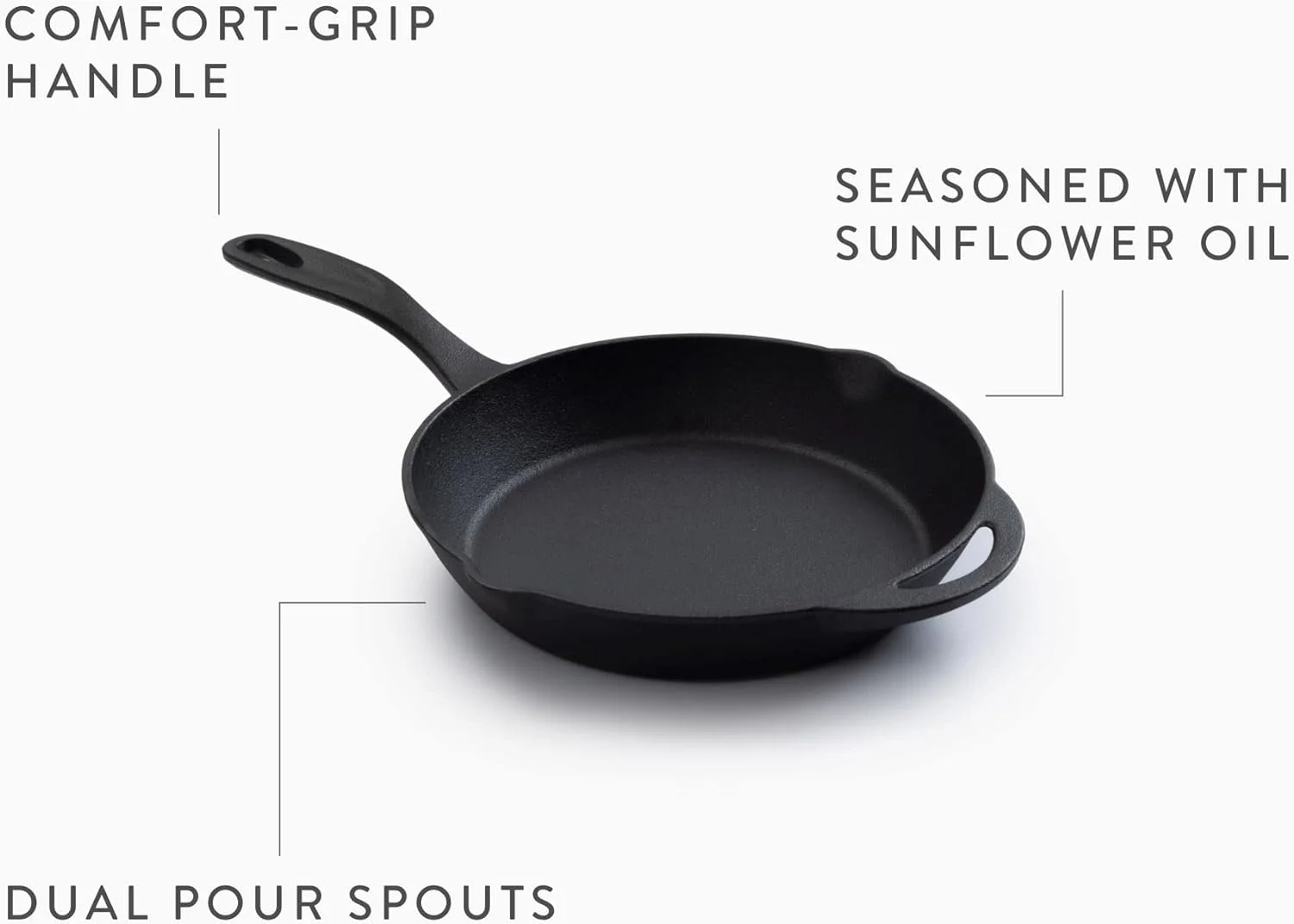 12 Inch Enameled Cast Iron Skillet - Black Pan For Pancakes And Frying - Smooth Cast Iron Skillet Frying Pan