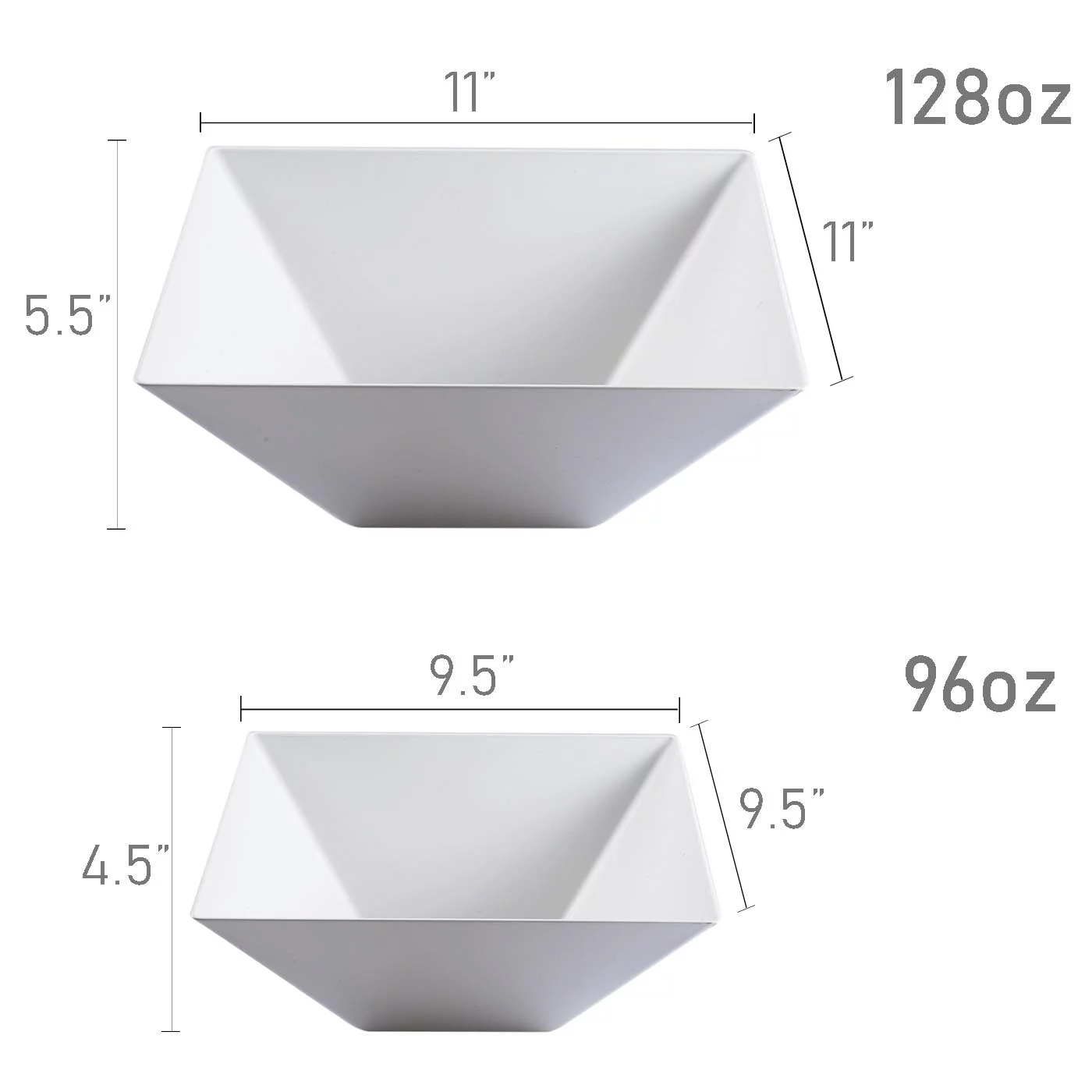 Smarty 3 qt. White Square Large Disposable Plastic Serving Bowls 24ct