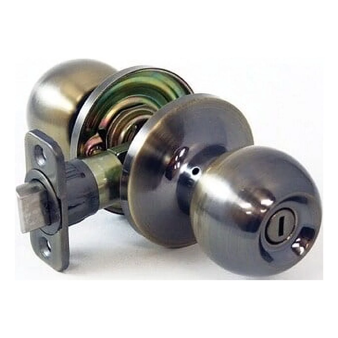Atlas Ball Privacy Locking Door Knob, Polished Brass