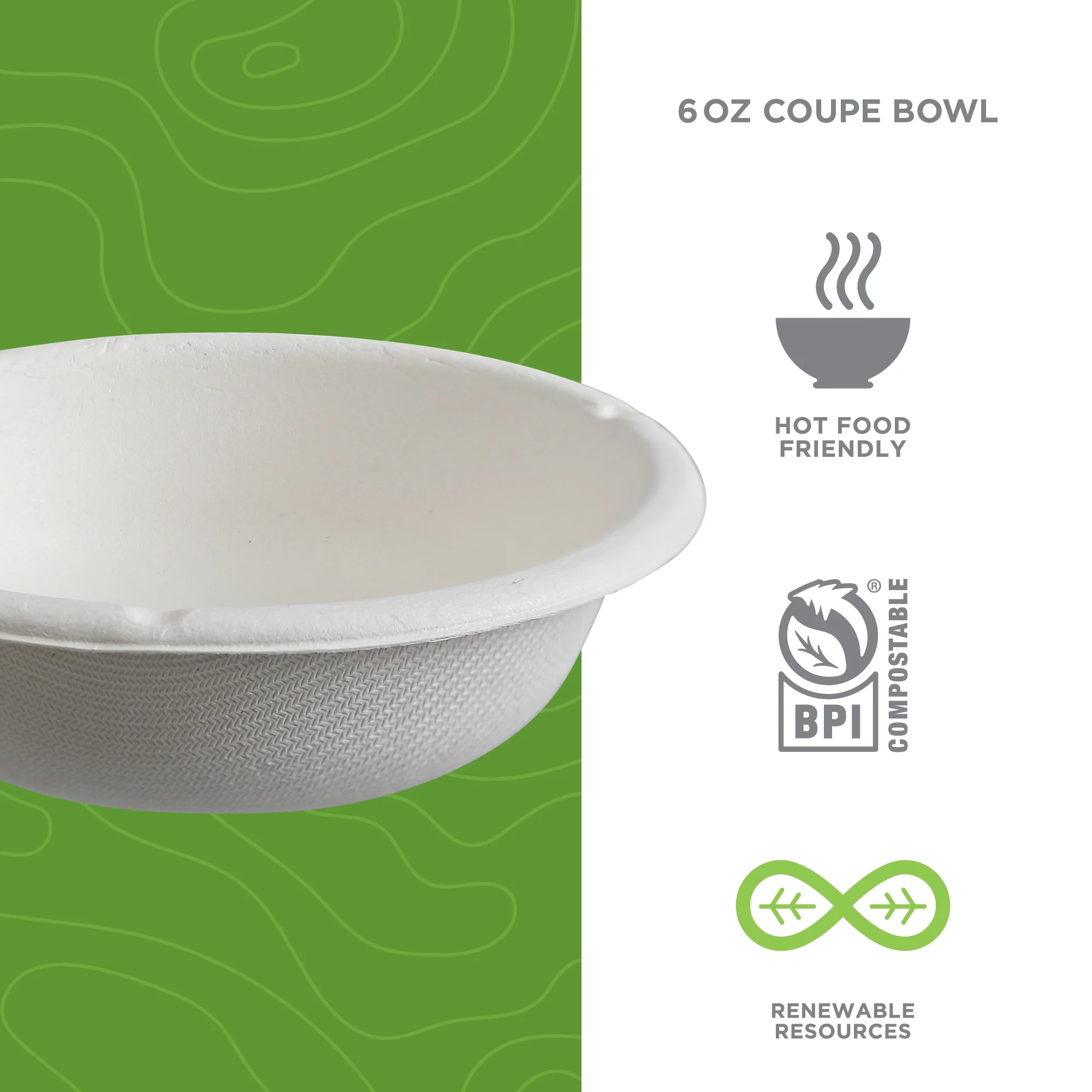 Vanguard Renewable & Compostable Molded Fiber Bowl, 6oz.