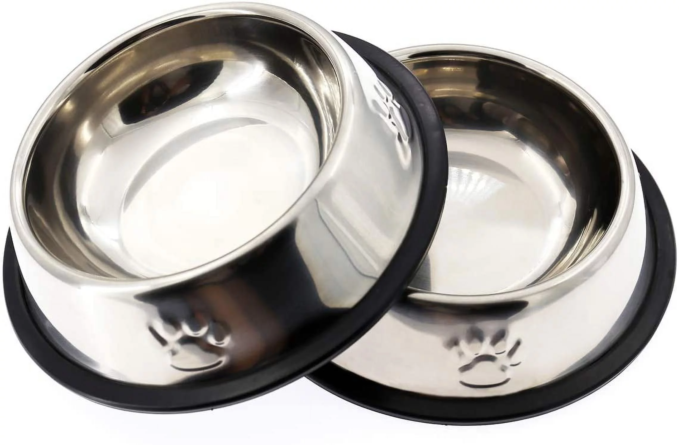 Home Essentials Dog Bowls for Small Dogs and Cats, Metal, Non-Skid, 4 Pack, 6 in.