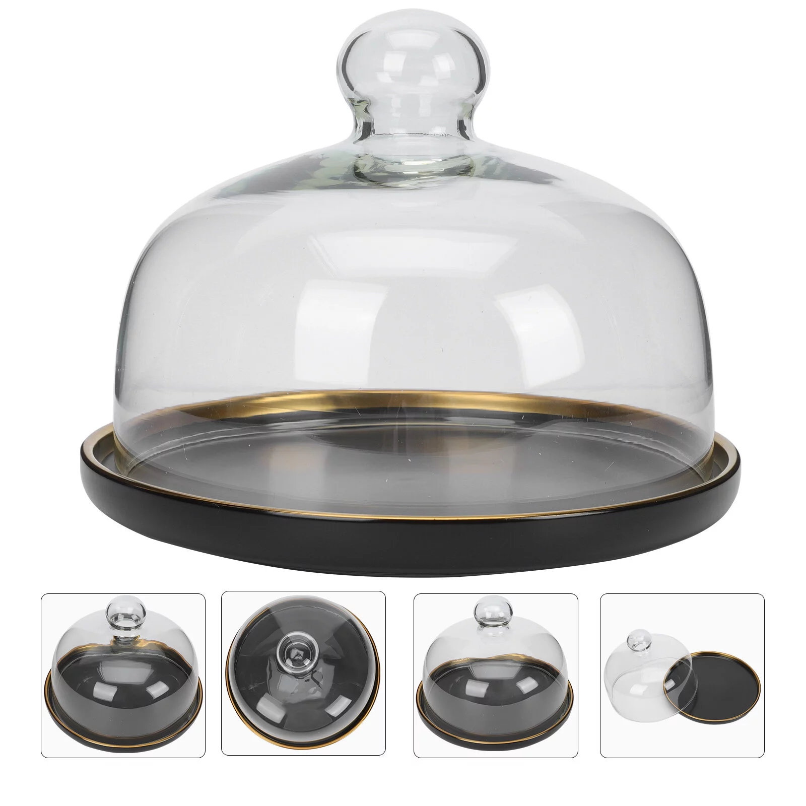 Nuolux Cake Stand Dome Tea Afternoon Traylid Plate Domes Cupcake Fruit Glasses Cover Stands Glass Base