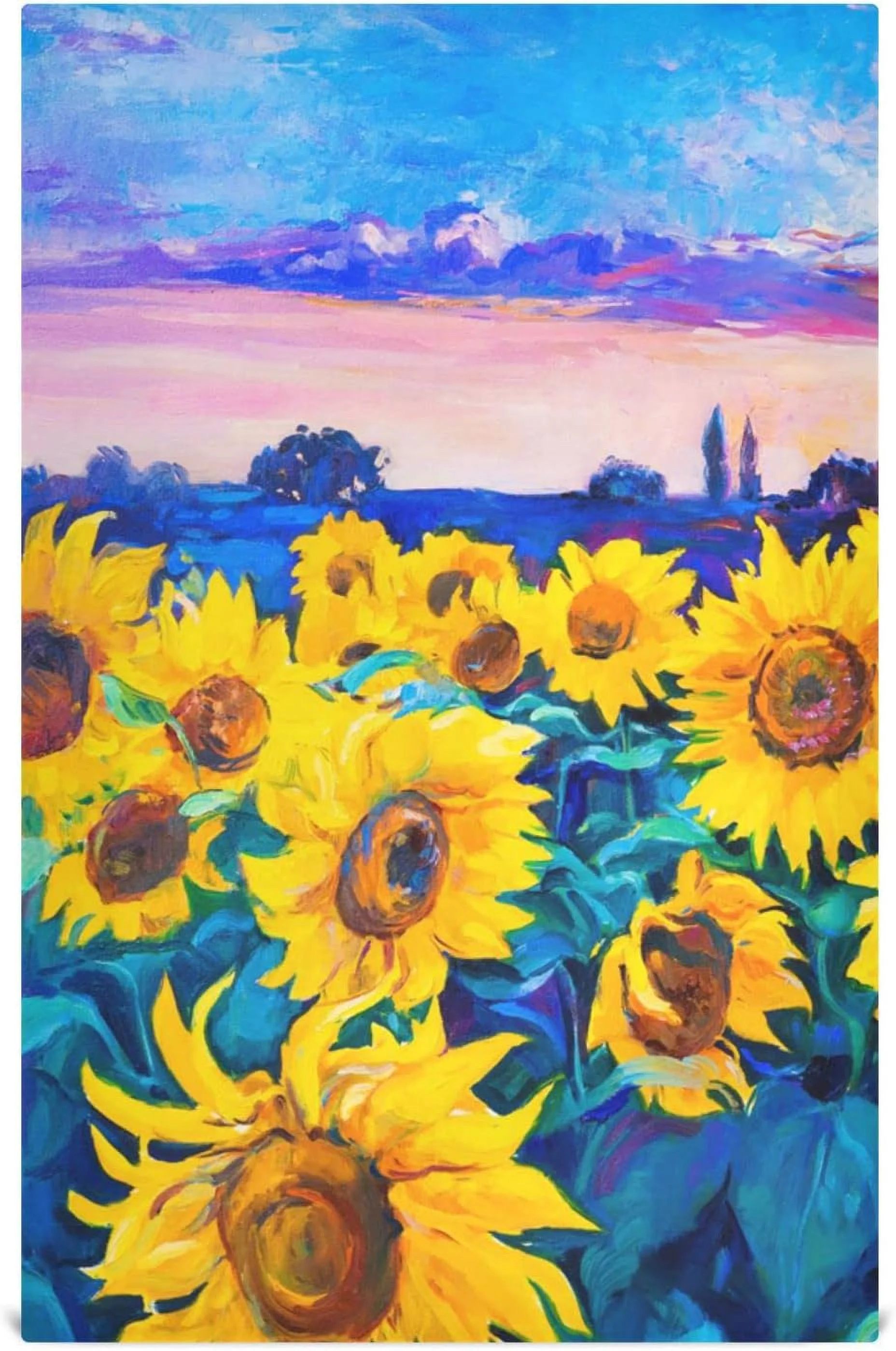 GZHJMY Sunflowers Original Oil Painting Kitchen Towels Set of 4 Dishcloths Hand Towels Tea Towels Ultra Absorbent for Cleaning Washing Drying Dishes Tableware 28'' x 18''