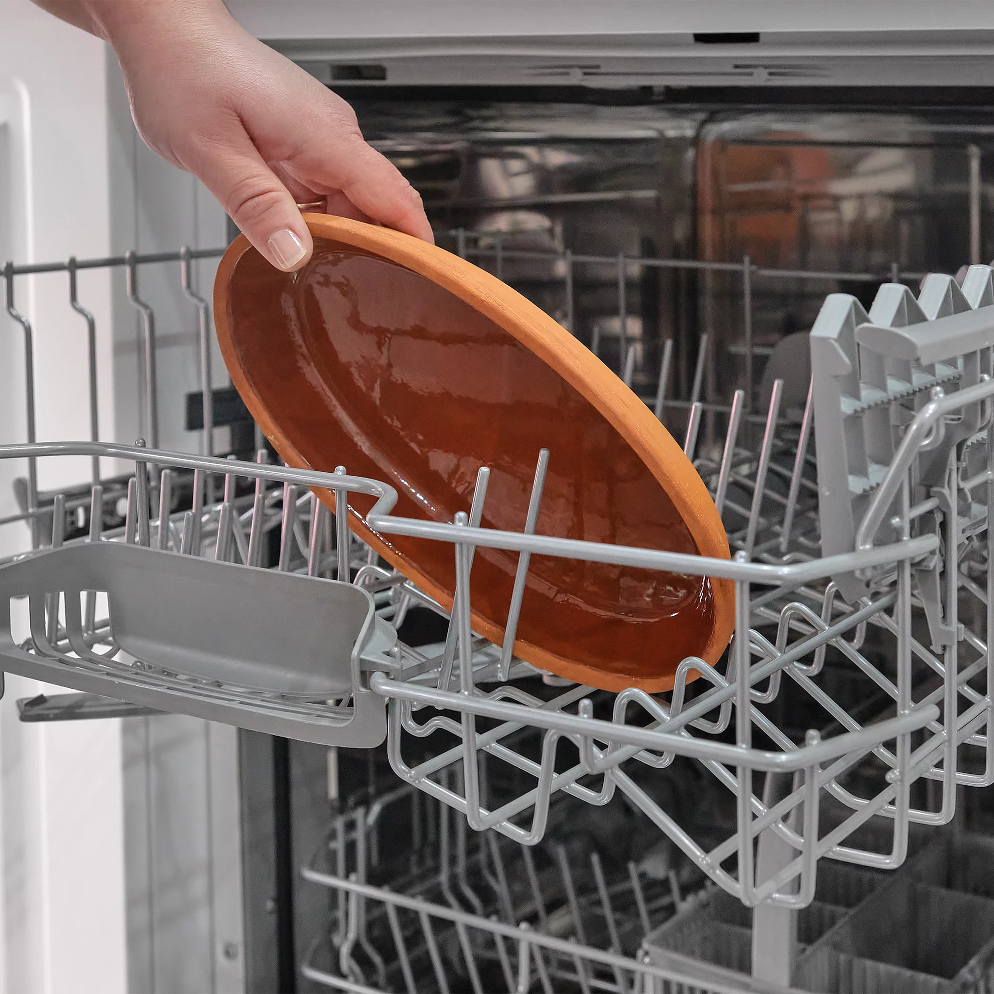 CRYSTALIA Handmade Clay Cooking Pan, Roaster Natural Ceramic Pan for Sausage Fish, Turkish Terracotta Bowl, Glazed Interior Clay Food Serving Dish