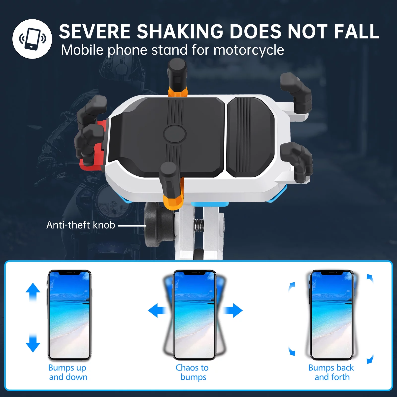 moobody Motorcycle Phone Mount Holder Waterproof Motorcycle Cell Phone Holder -theft 360° Rotation Motorbike Handlebar Mount for 3.5-6.5inch Phone