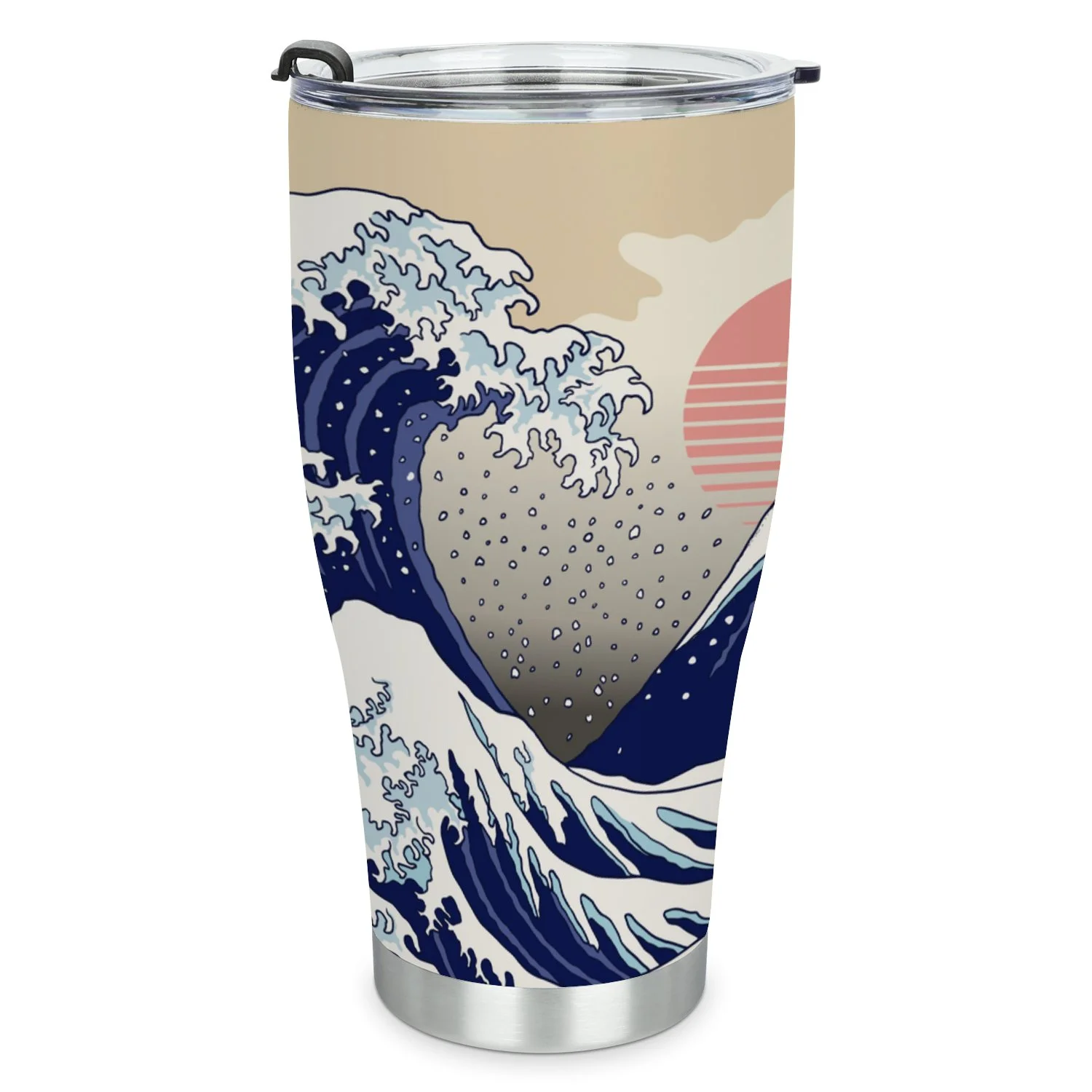 Hidove Stainless Steel Tumbler, Wave Ocean 30oz Leak Proof & Stainless Steel Bottle for Hot & Cold Drinks - Coffee Travel Mug, Water Metal Canteen, Thermal Cup