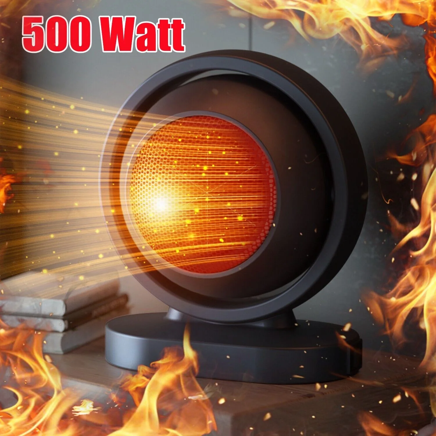 500W Portable Electric Space Heater Garage Hot Air Fan for Indoor Large Room