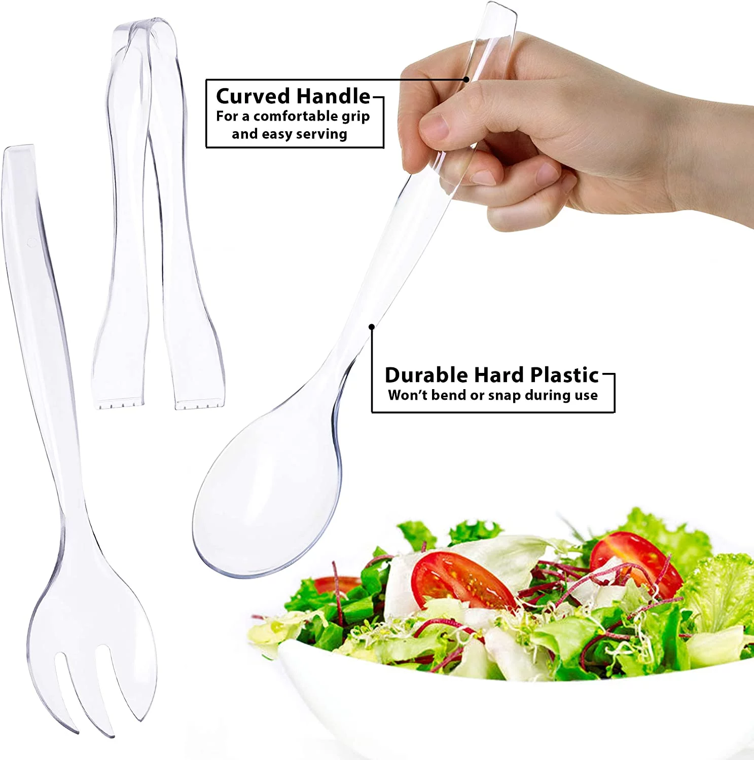 StarMar Disposable Plastic Serving Utensils Set for Party & Catering, 12-Pack