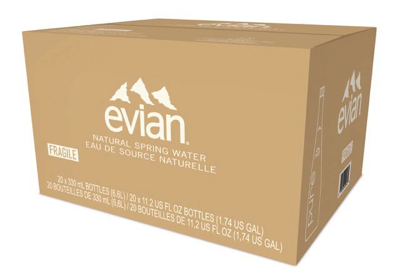 Evian Natural Spring Water, 11.1 Fl Oz, Glass, 20-Pack