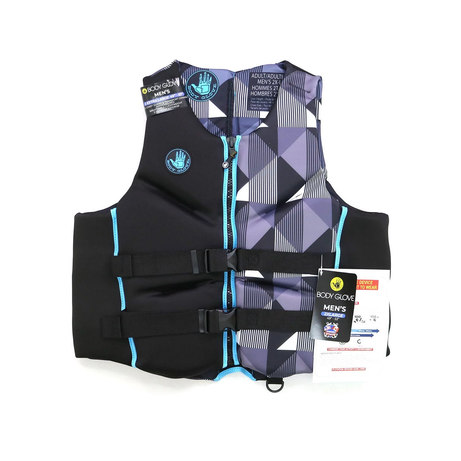Body Glove Men's USCG Approved Life Jacket Vest, Black/Blue, XL (45