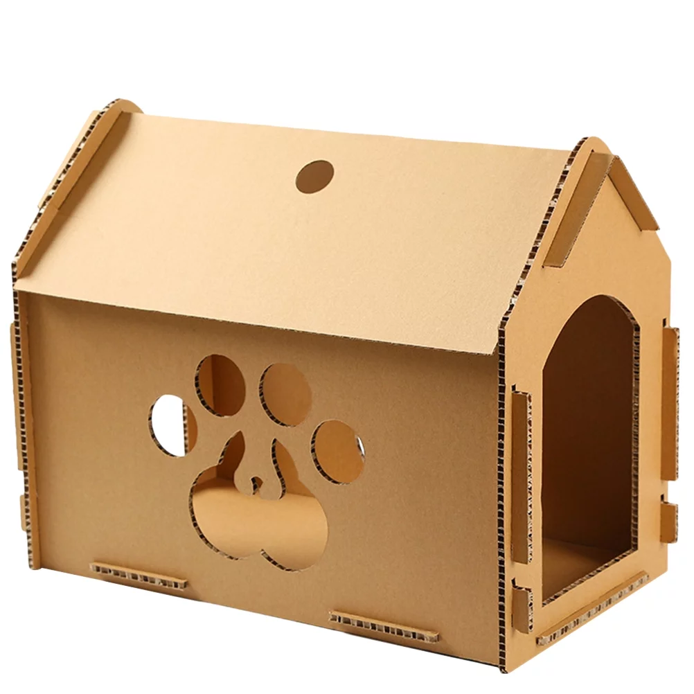 Cat Scratch House Board Cardboard Scratching Corrugated Indoor Scratcher Plaything Diy Enclosed Box Claw  Semi Grinding