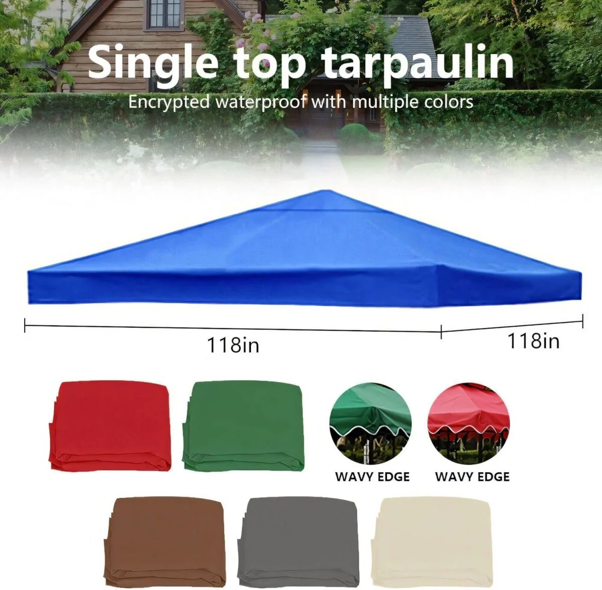 LUVCMFT 9.83'x9.83' Gazebo Canopy Top Replacement, 1 Tier Garden Yard Patio UV Sunshade Cover with Air Vent, Blue
