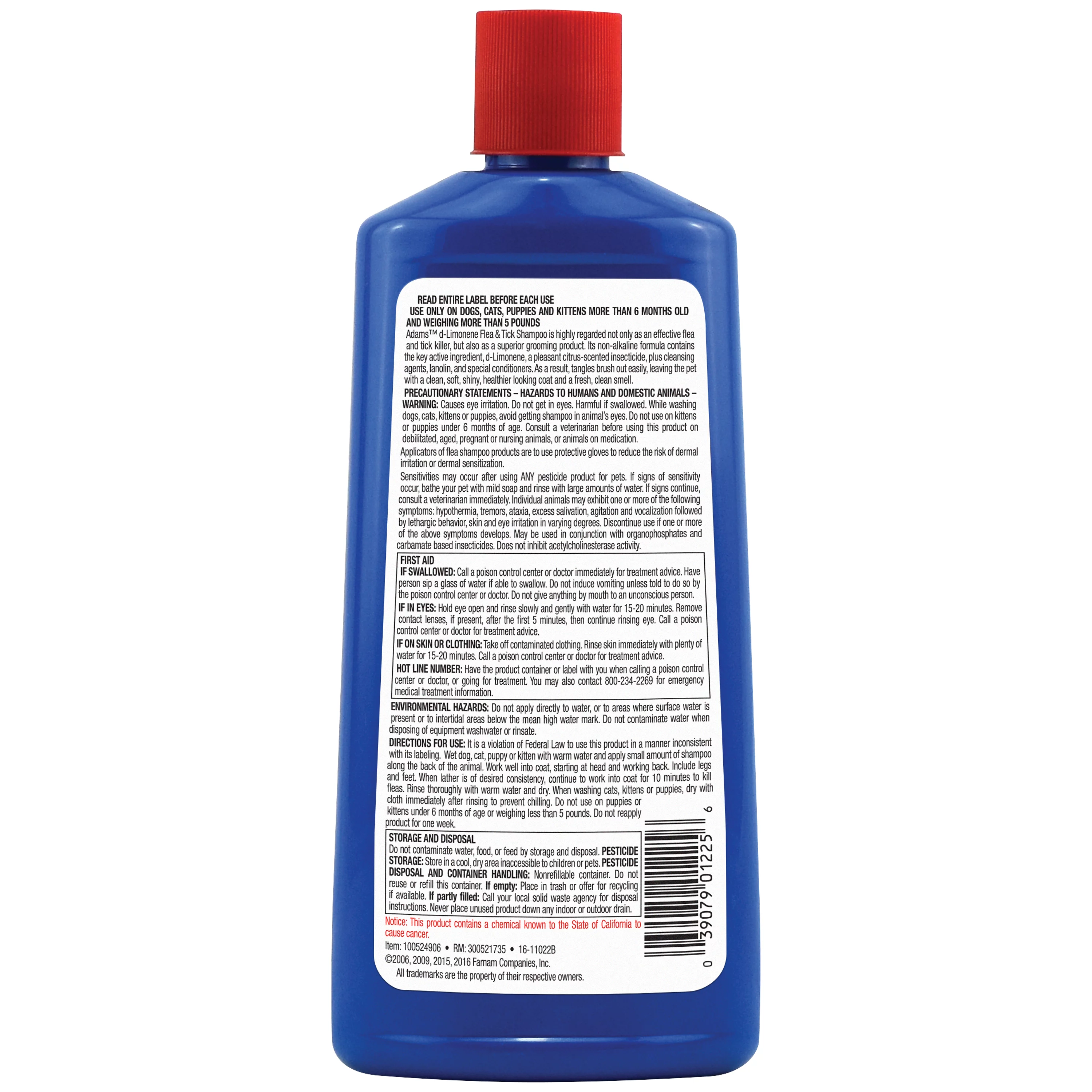 Adams Flea and Tick Control Shampoo for Cats and Dogs with D-Limonene, 12 Ounces