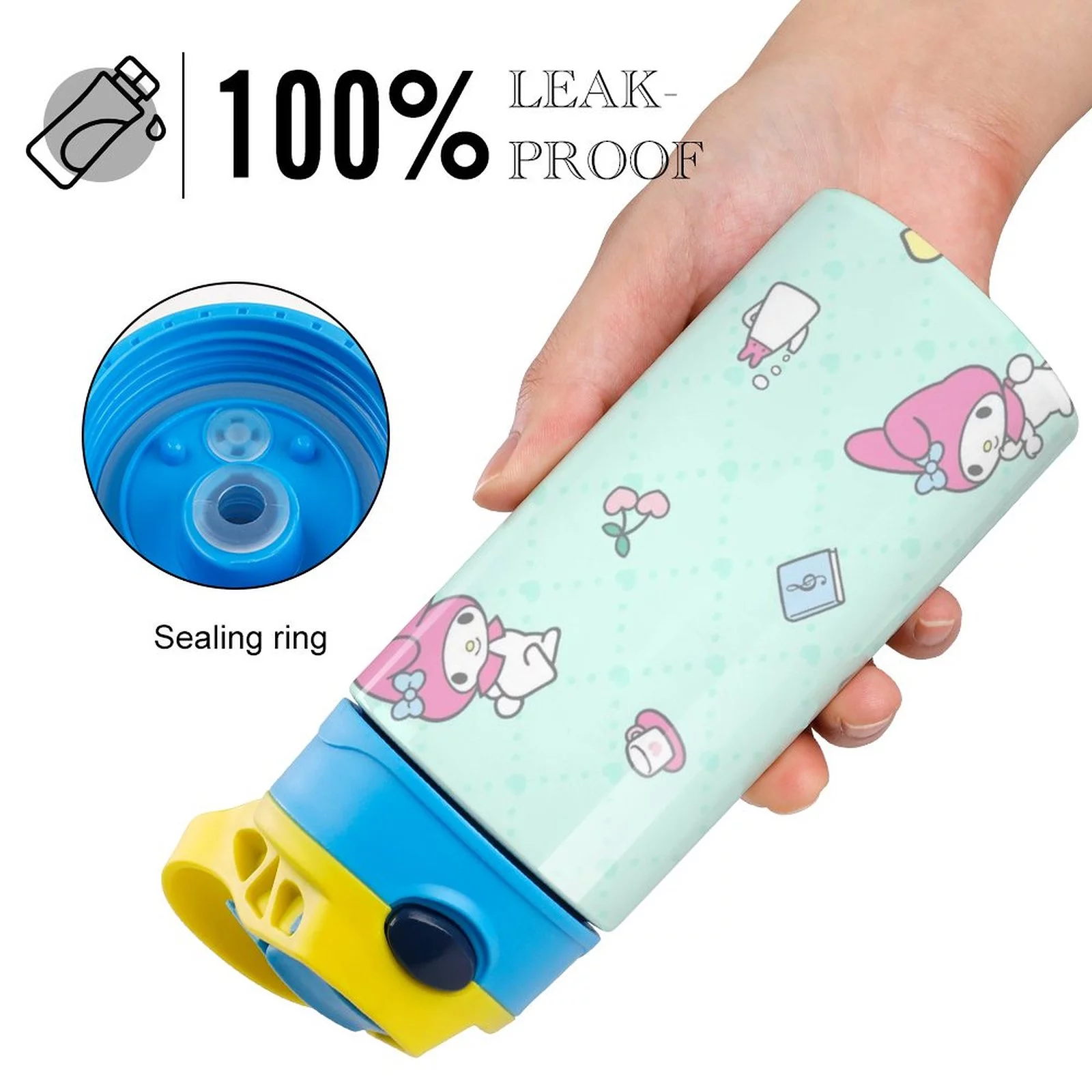 My Melody Rabbits Children's Water Bottle Vacuum Insulated Stainless Steel Cup With Straw Toddler Thermoses