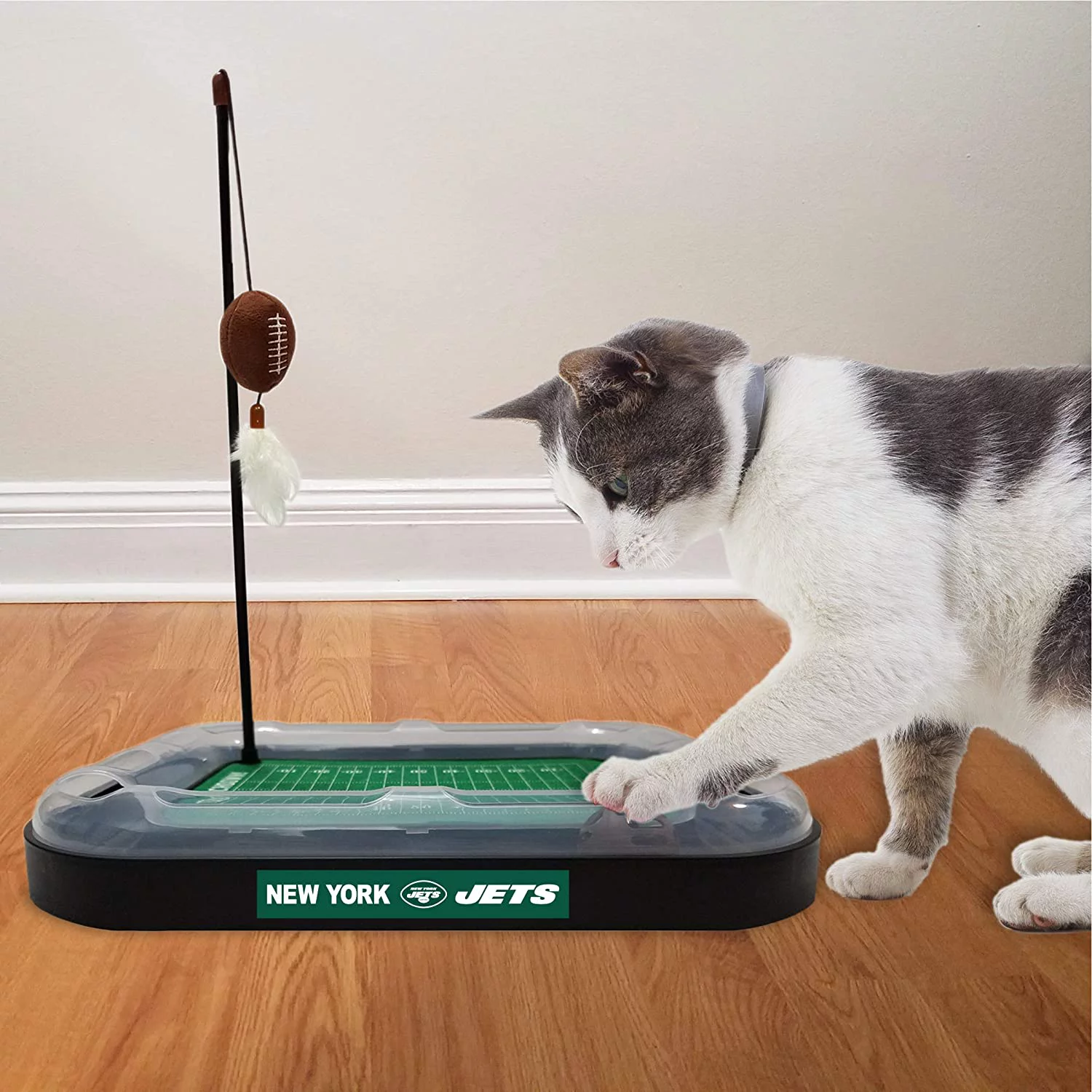 NFL New York Jets Cat Scratcher Toy with Catnip Plush & Feather Cat and Kitty Toy