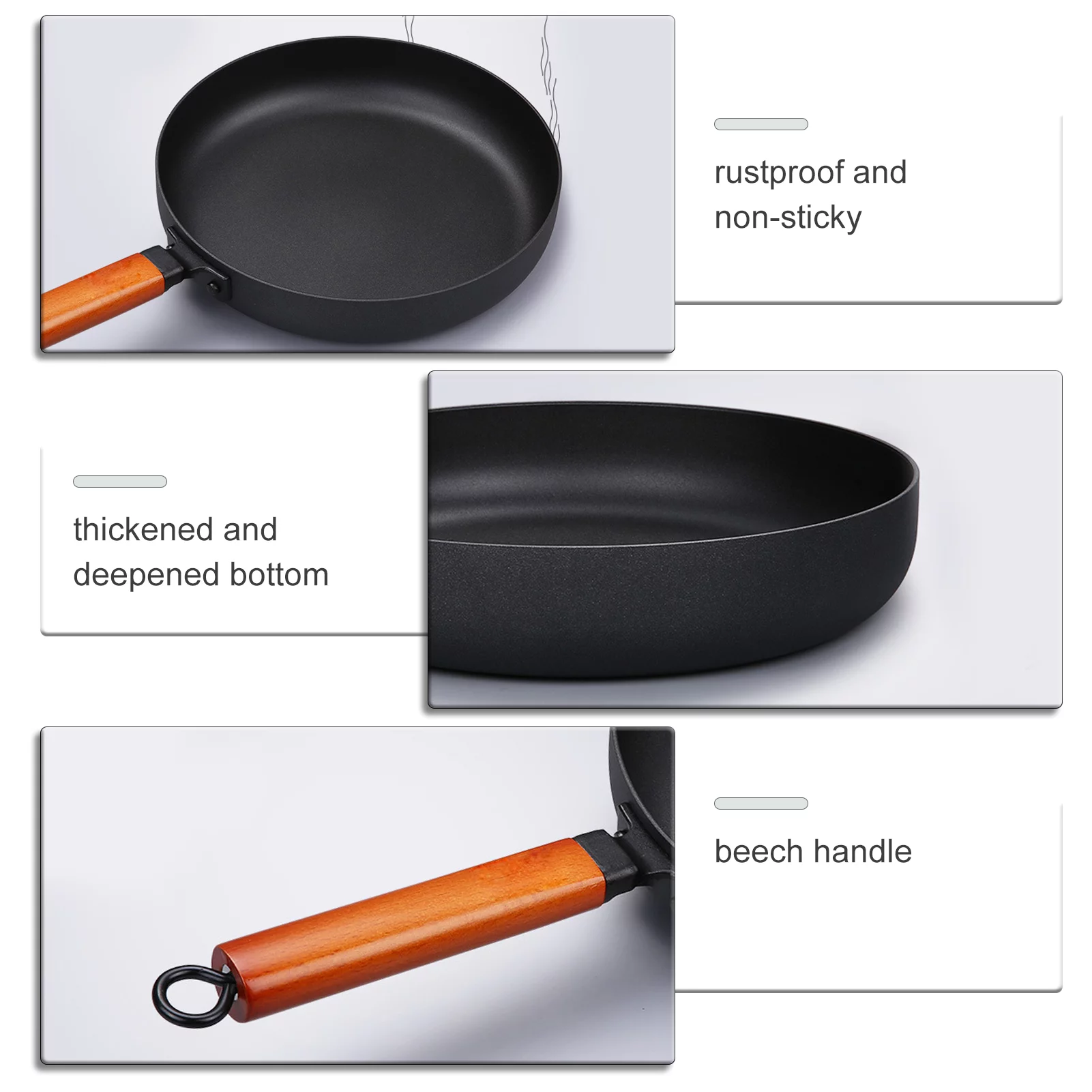 Tomshoo Non Stick Frying Pan Iron Pot Cookware, Excellent Heat Conductivity & Ergonomic Design