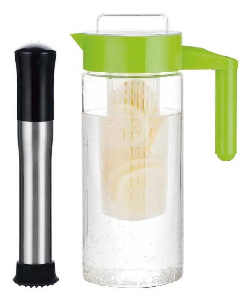 Pakhofh Fruit Infusion Muddler and Pitcher (Green Pitcher & Black Plunger)