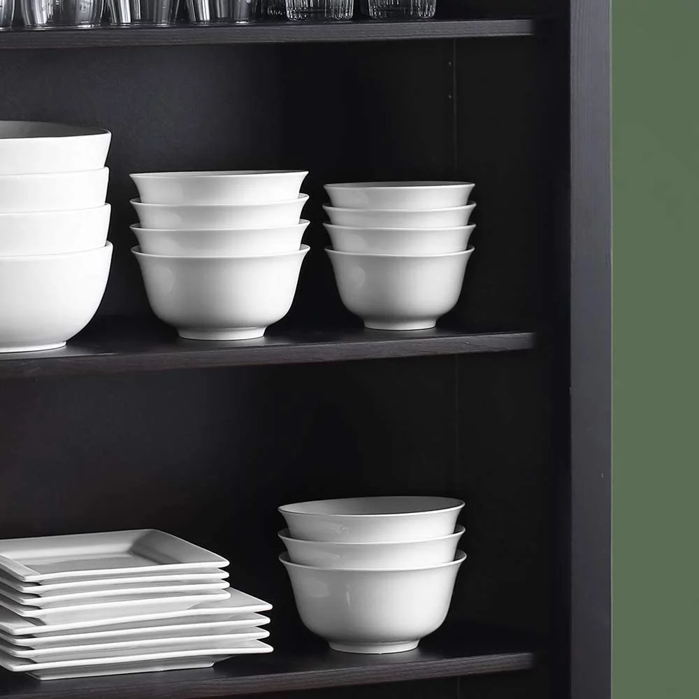 DOWAN Large Soup Bowls Set of 4,36 OZ Serving Bowls for Kitchen,7 INCH White Bowls for Cereal Ramen Stews Salads,Dishwasher Microwave Safe