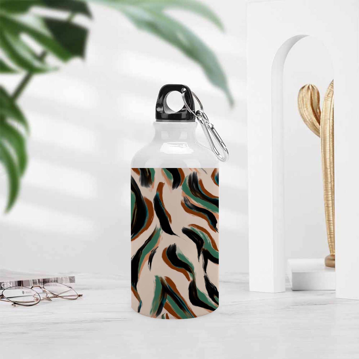 GZHJMY Sports Water Bottles, Zebra Leopard Large Capacity Aluminium Portable Leakproof Lightweight Drink Bottles for Fitness and Outdoor Enthusiasts