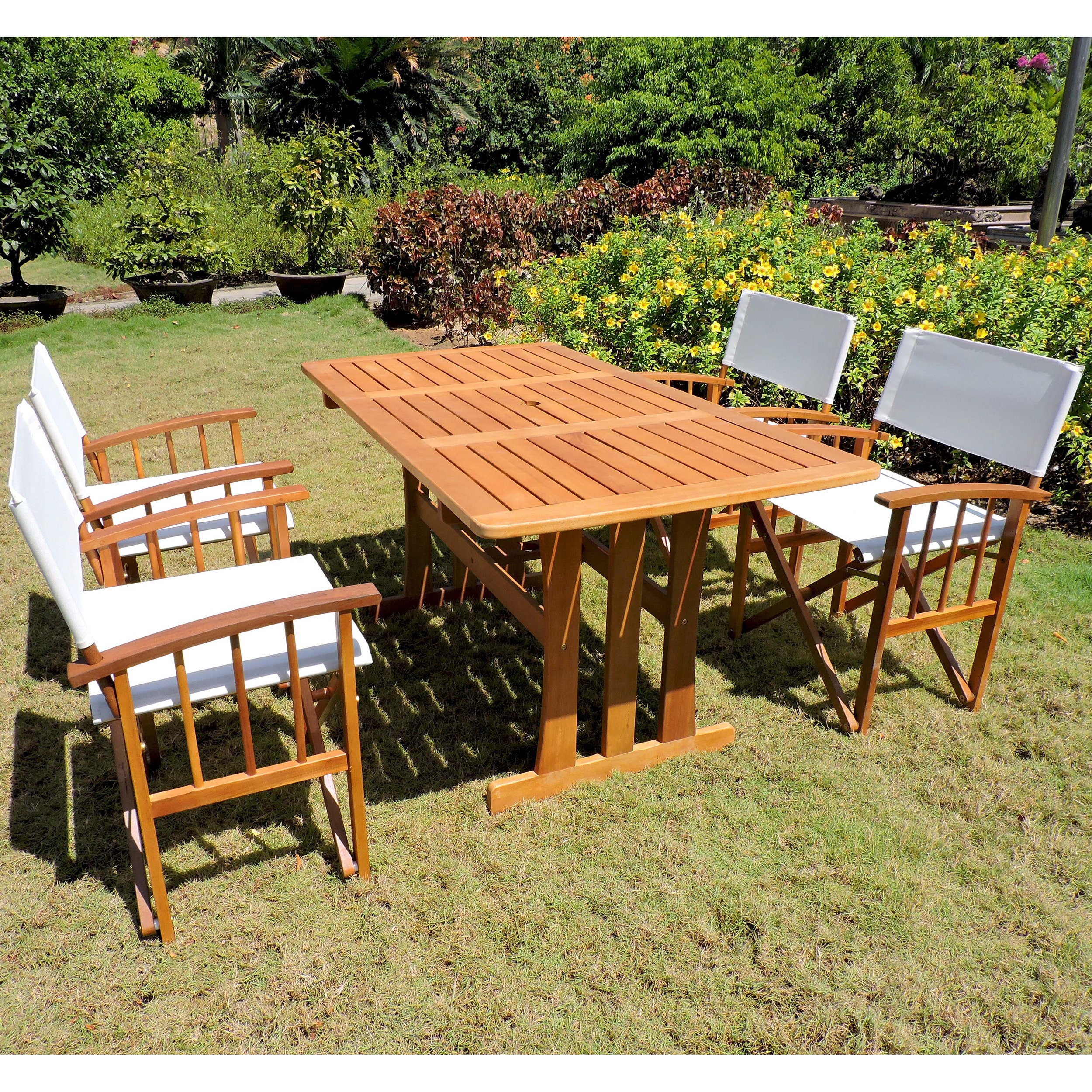 International Caravan  Fasano Acacia Hardwood Outdoor Folding Dining Set (Set of 5)
