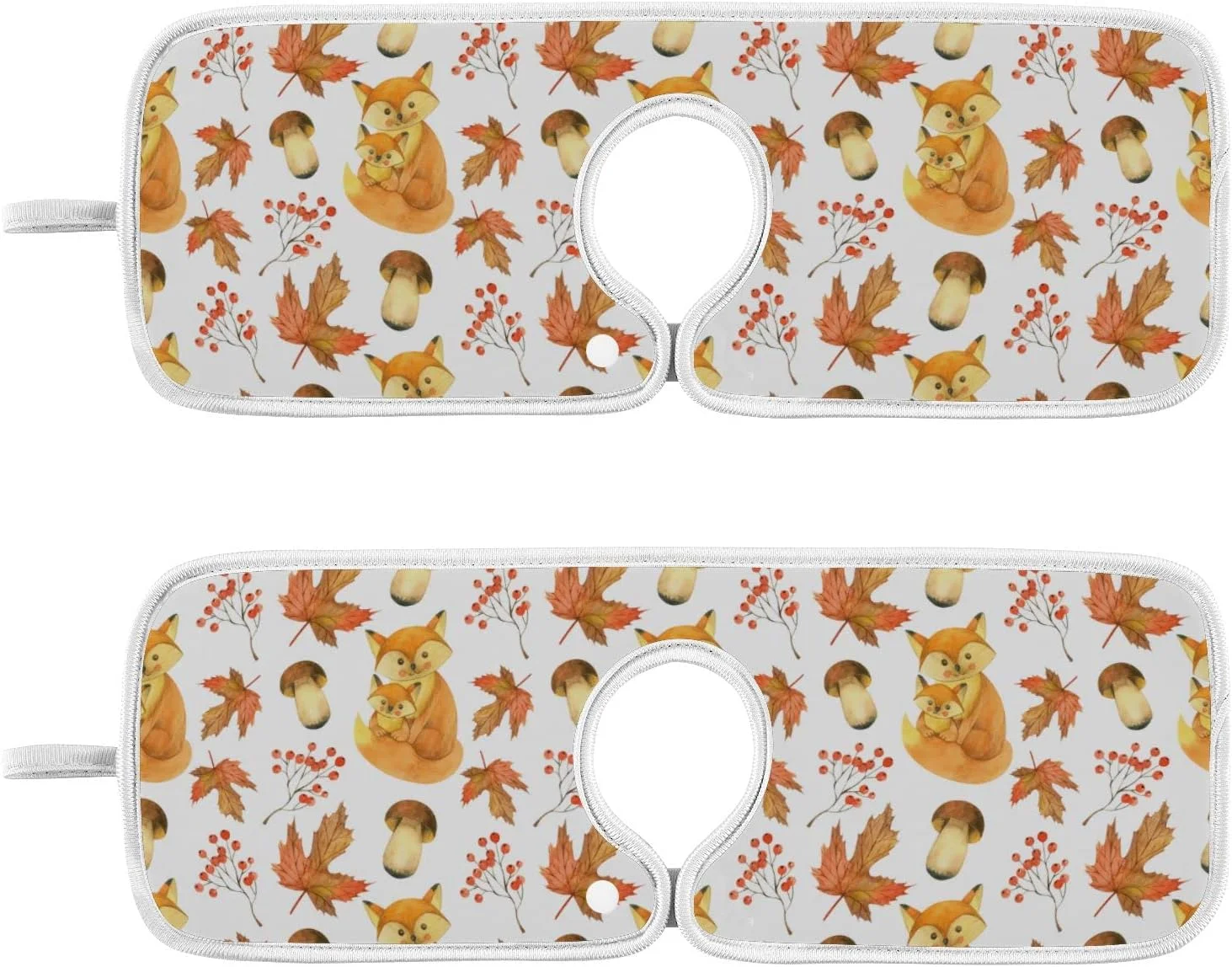 Cute Fox Mushrooms Sink Splash Guard for Faucet 2 Packs Faucet Absorbent Mats,Autumn Fall Leaves Faucet Handle Drip Catcher Quickly Drying Mat for Kitchen Counter Bathroom RV
