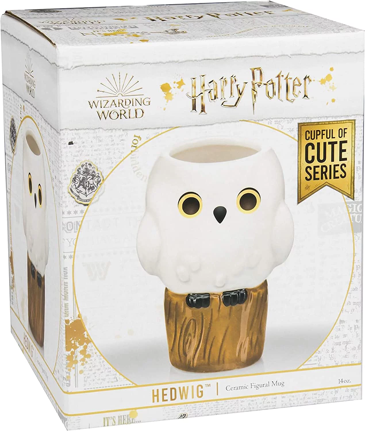 Harry Potter Hedwig Owl Coffee Mug, 14 Oz - Figural Kawaii Goblet Cup Design - Ceramic, No Handle - Cupful of Cute by Jerrod Maruyama