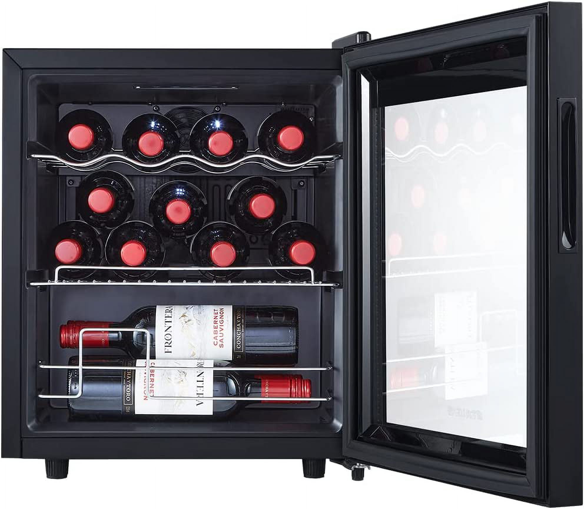 U-SHARE Mini Wine Fridge Freestanding, Wine Cooler Refrigerator 15 Bottle w/Digital Control, Countertop Mini Fridge for Red & White, Glass Door