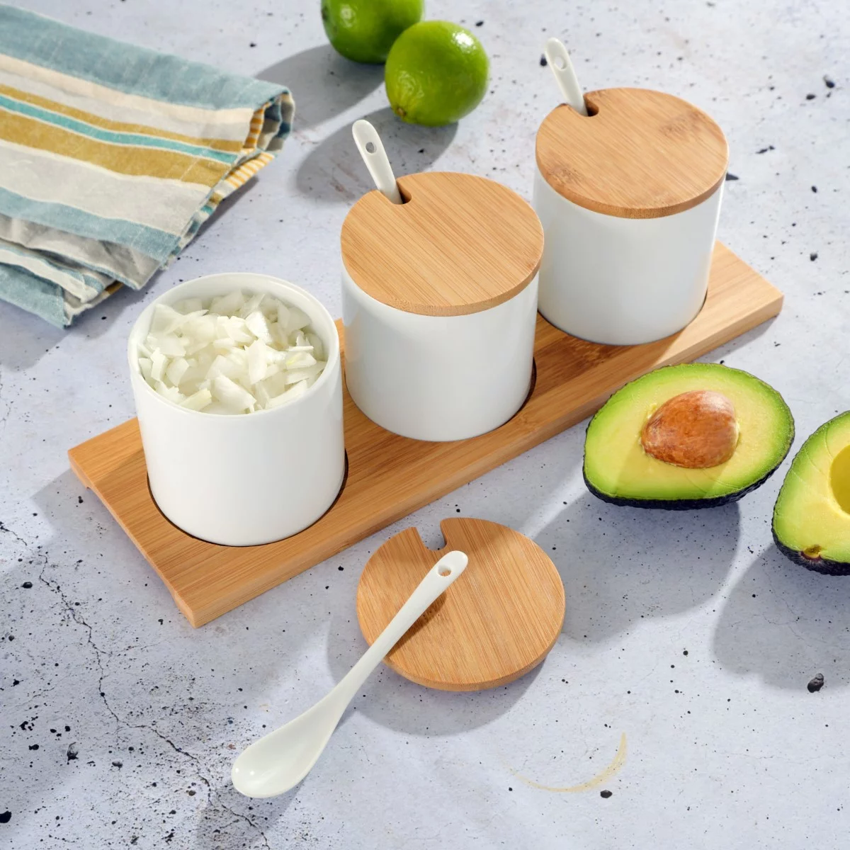 Gibson Home Gracious Dining 10 Piece Condiment Jars W/ Spoon and Lid Set