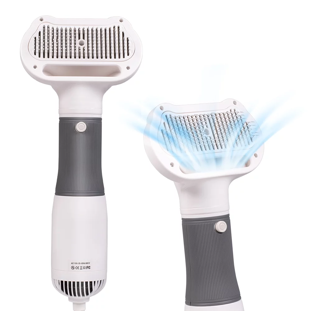 Pet Hair Dryer, ZUPOX 2 in 1 Dog Blow Dryer Pet Dryers Grooming with Slicker Brush with 2 Temperatures Settings for Dog Cat