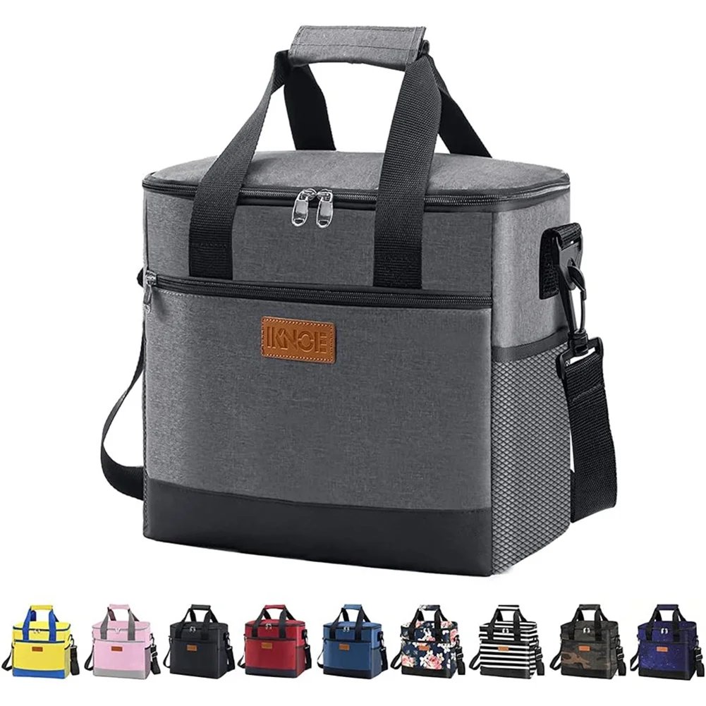 Large Cooler Bag Collapsible 24 Can Insulated Bags Leakproof Lunch Cooler Tote With Multi-Pockets For Adult & Kids Insulated Lunch Box For Beach, Picnic, Work, School
