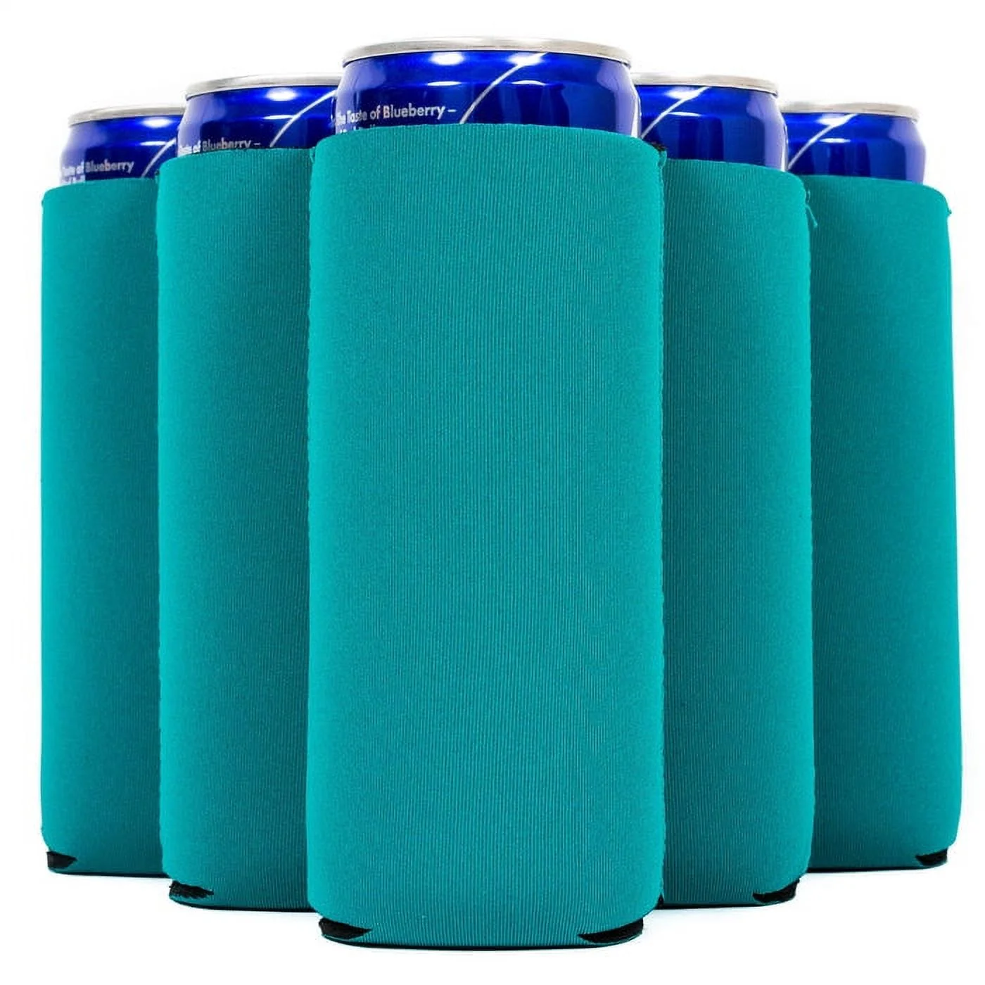 QualityPerfection Slim Can Coolers Blank 4mm Neoprene Can Holder 12 fl oz 24 Pack, Teal
