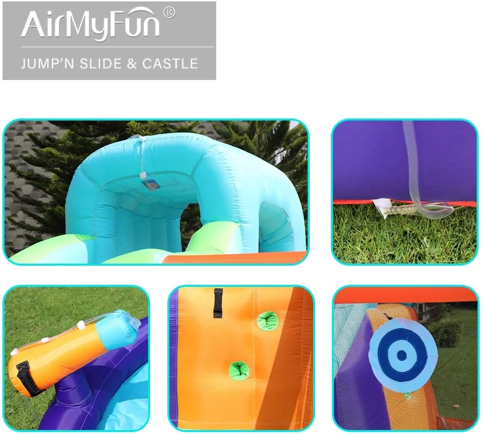 AirMyFun Inflatable Bounce House, Jumping Castle with Water and Slide, Inflatable Bouncer with Air Blower