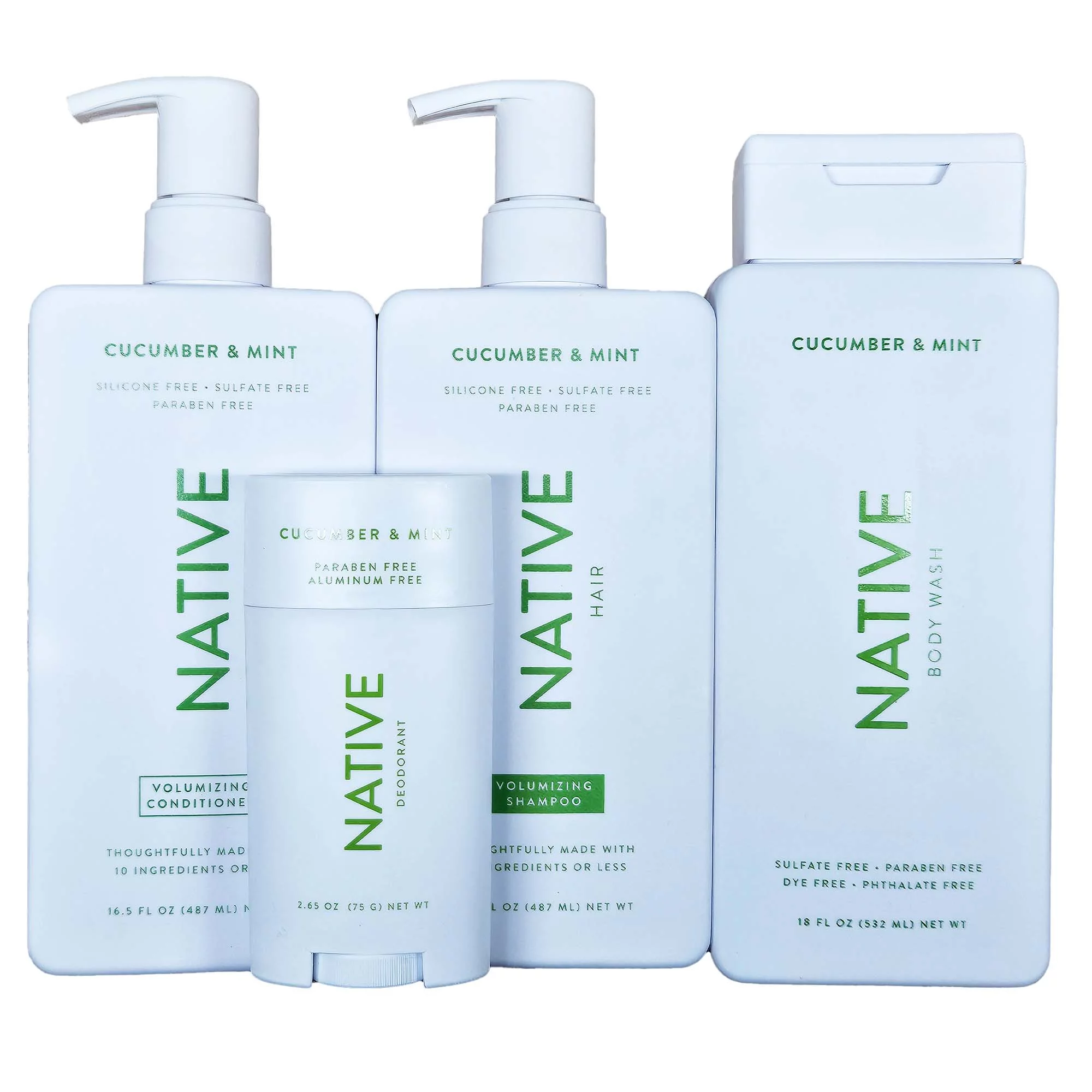 Native Cucumber Mint Set, Body Wash, Shampoo, Conditioner and Deodorant