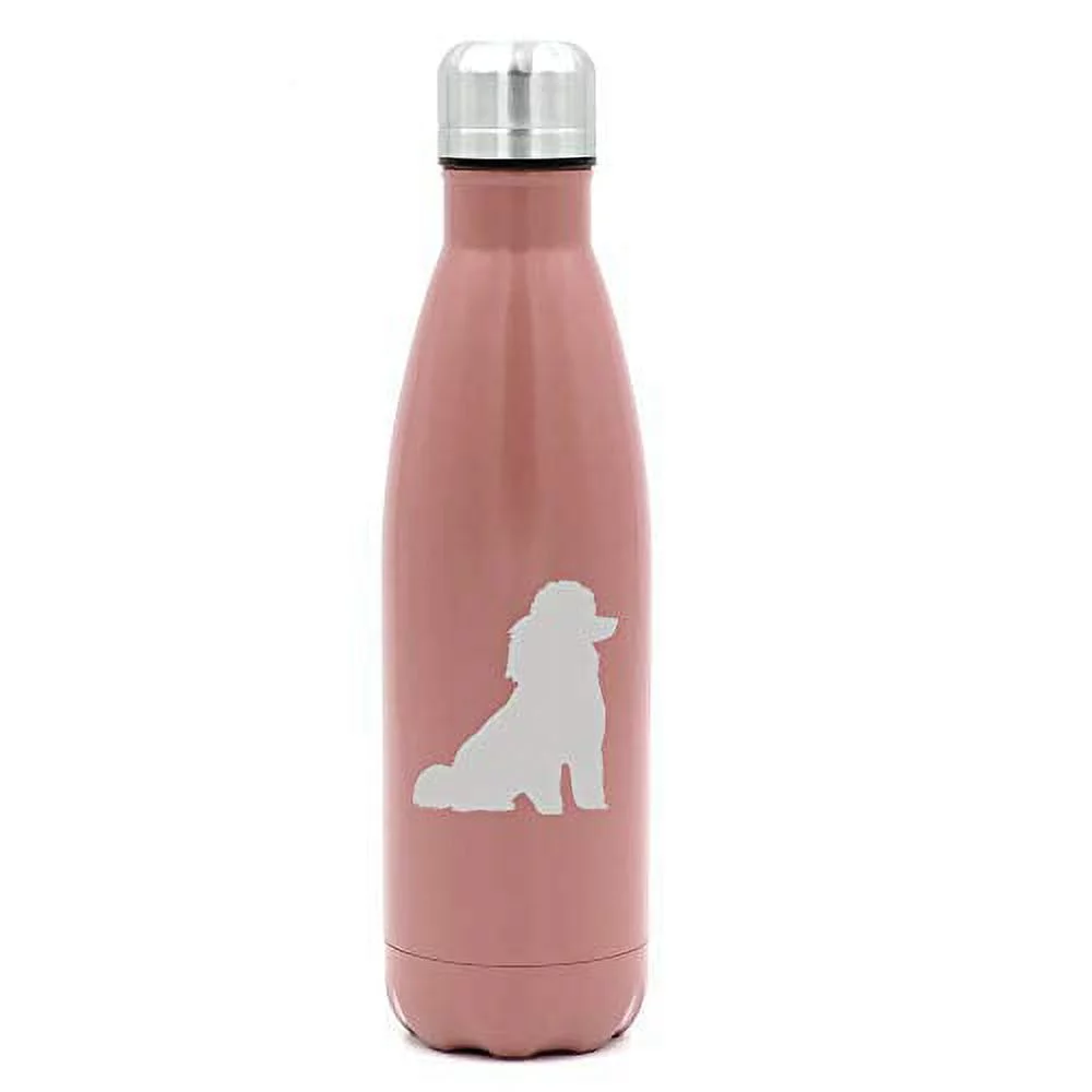MIP Brand 17 oz. Double Wall Vacuum Insulated Stainless Steel Water Bottle Travel Mug Cup Miniature Poodle Toy Poodle (Rose Gold)