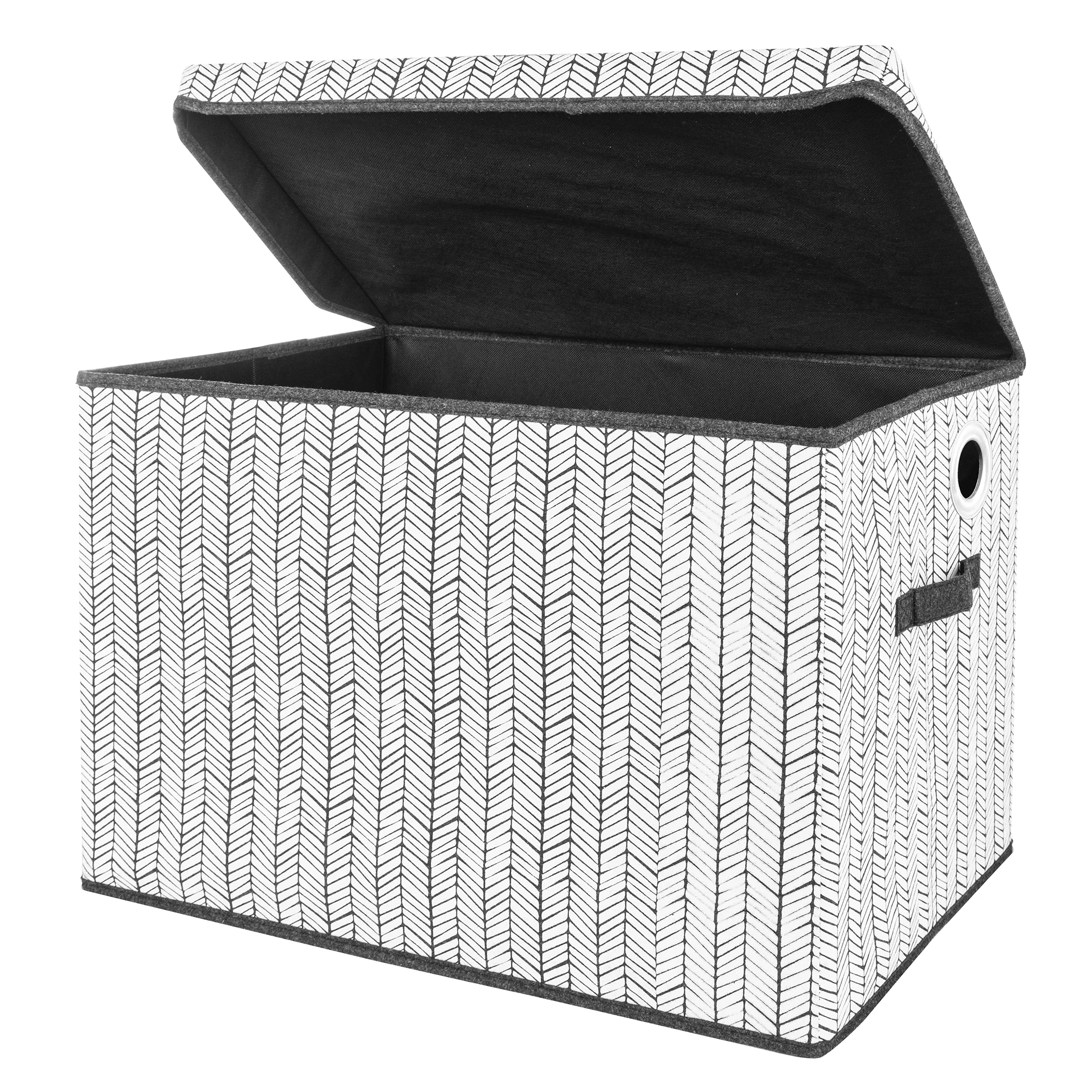 Sammy & Lou Herringbone Gray and White Felt Storage, Toy Box, Infant and Toddler, Unisex