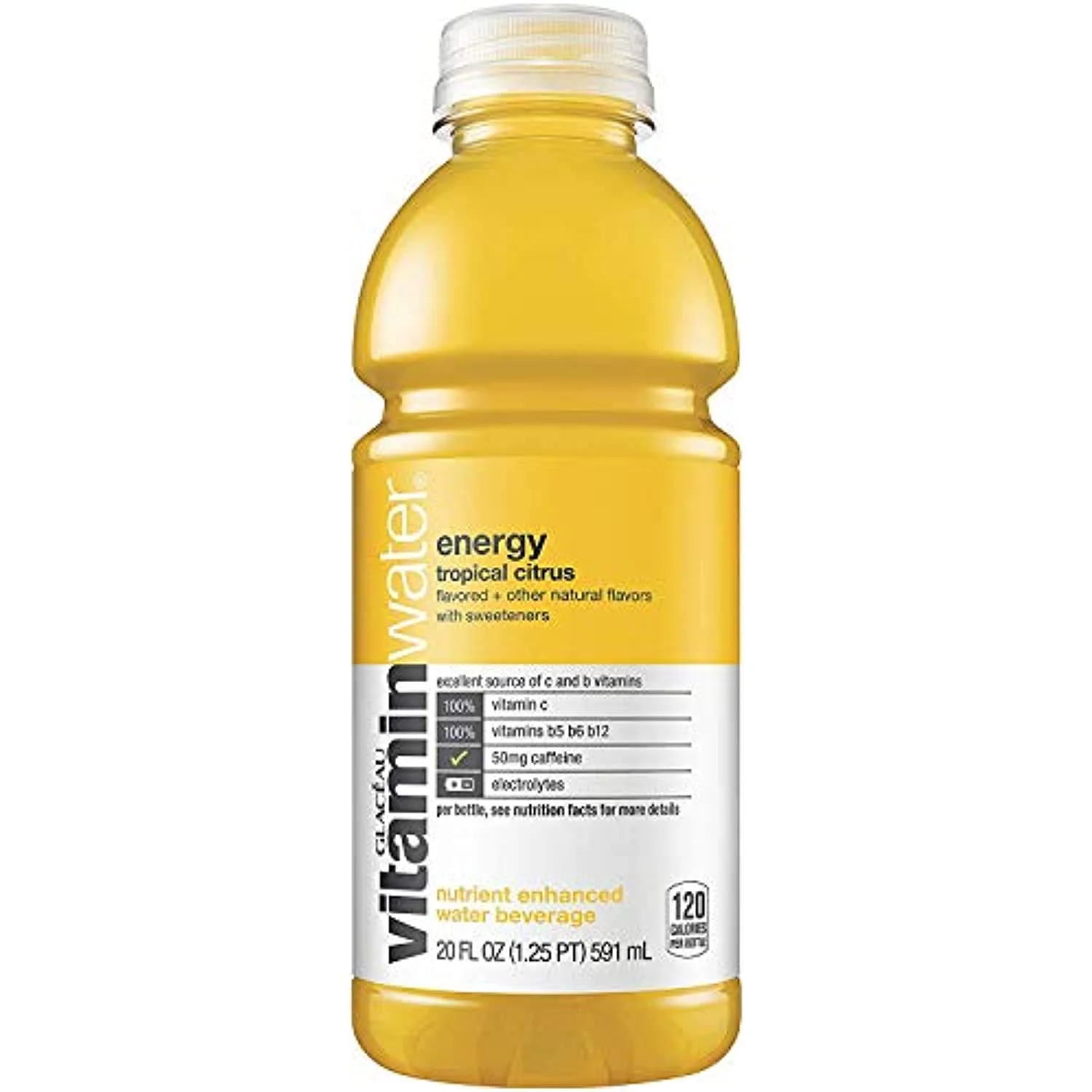 Vitamin Water Energy - Tropical Citrus, 20 Fl Oz Bottle (Pack of 6, Total of 120 Fl Oz)